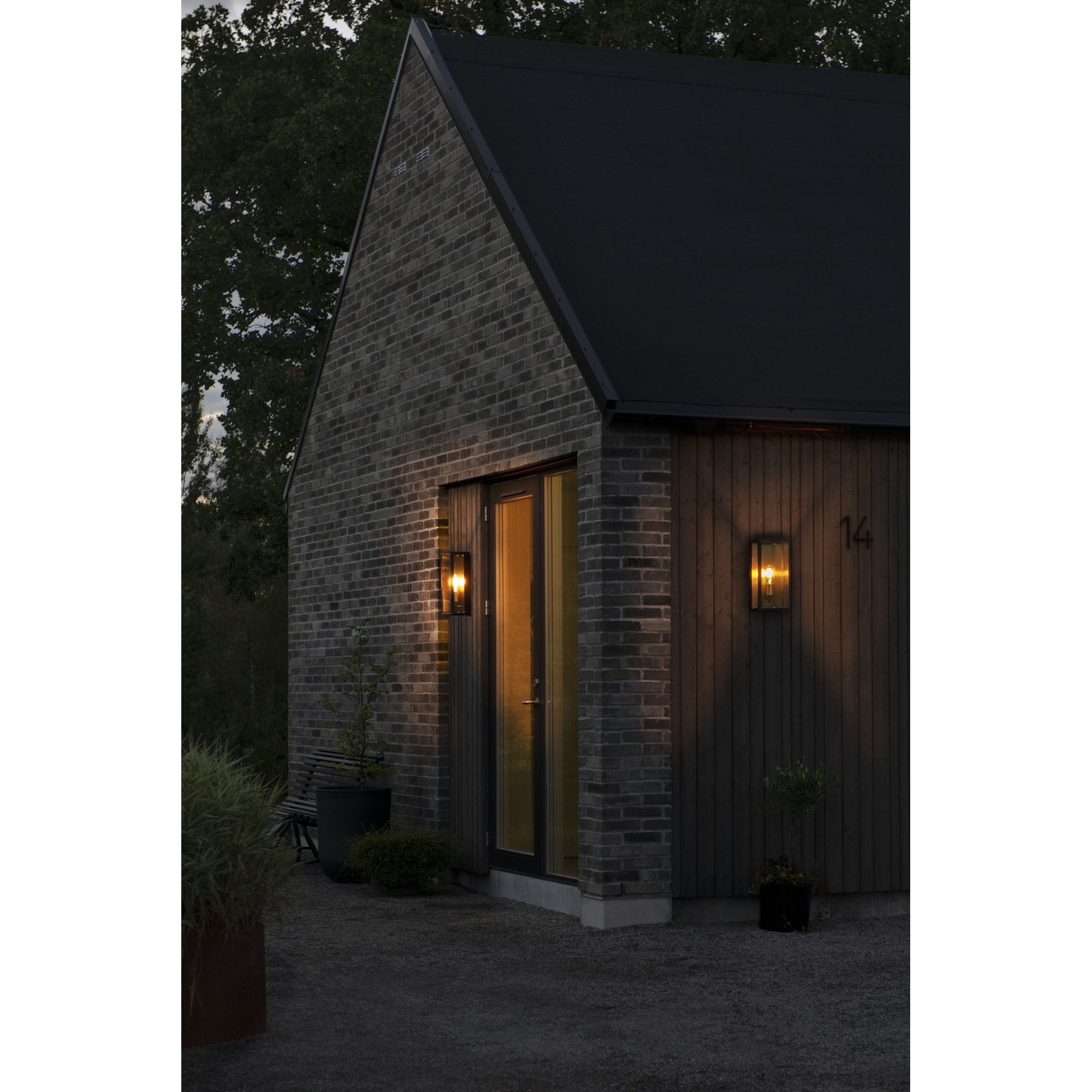 Konstsmide Carpi Large Half Lantern - Matt Black & Brass