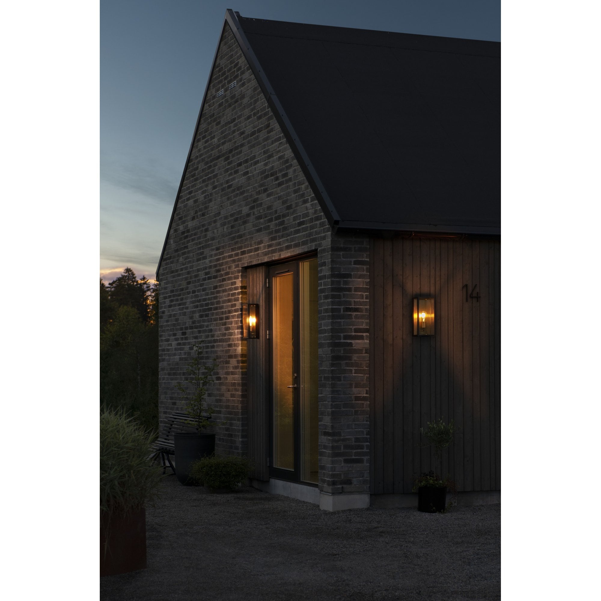 Konstsmide Carpi Large Half Lantern - Matt Black & Brass