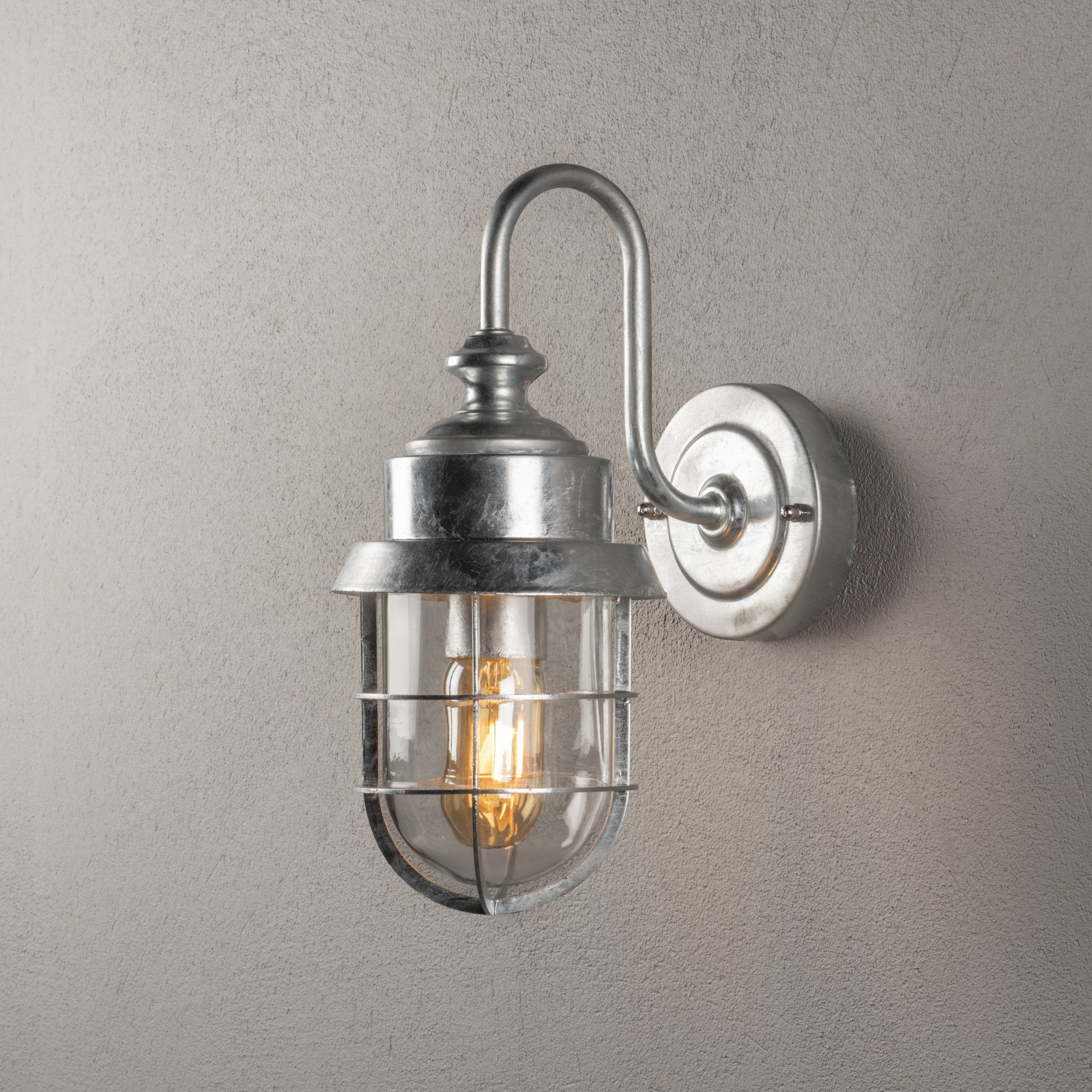Konstsmide Cerignola Wall Light - Galvanised