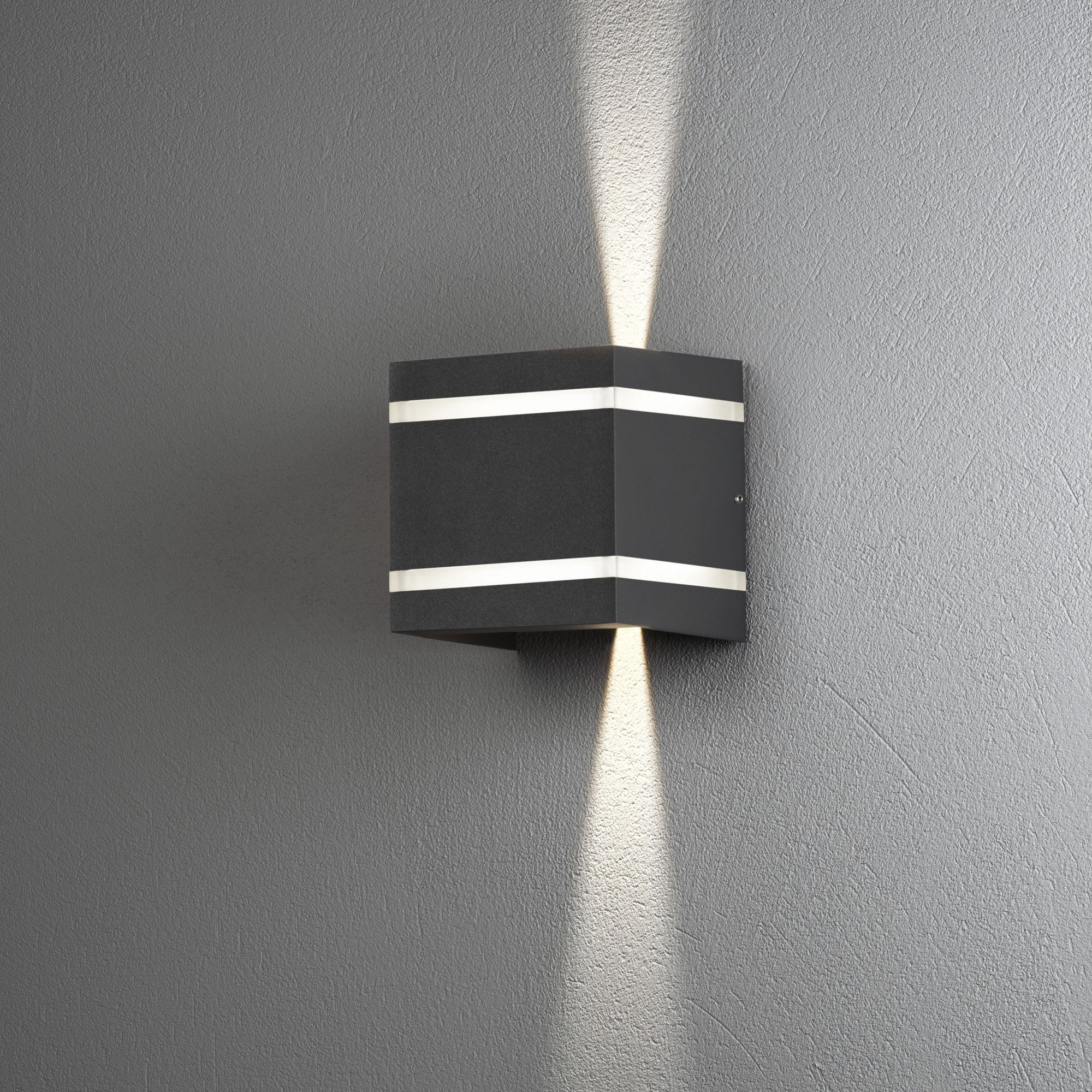 Konstsmide Cremona Square Stripe LED Up/Down Wall Light - Anthracite