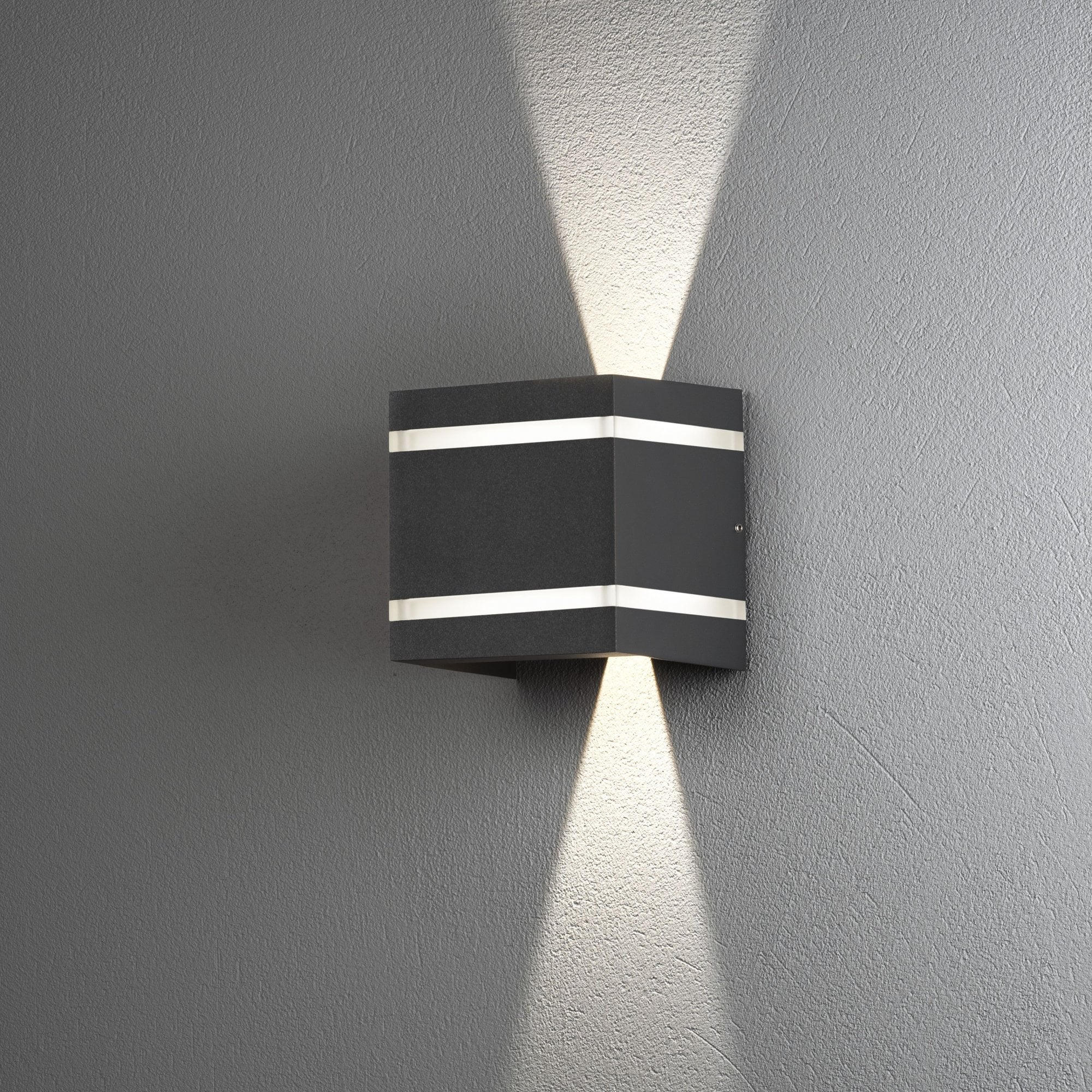Konstsmide Cremona Square Stripe LED Up/Down Wall Light - Anthracite