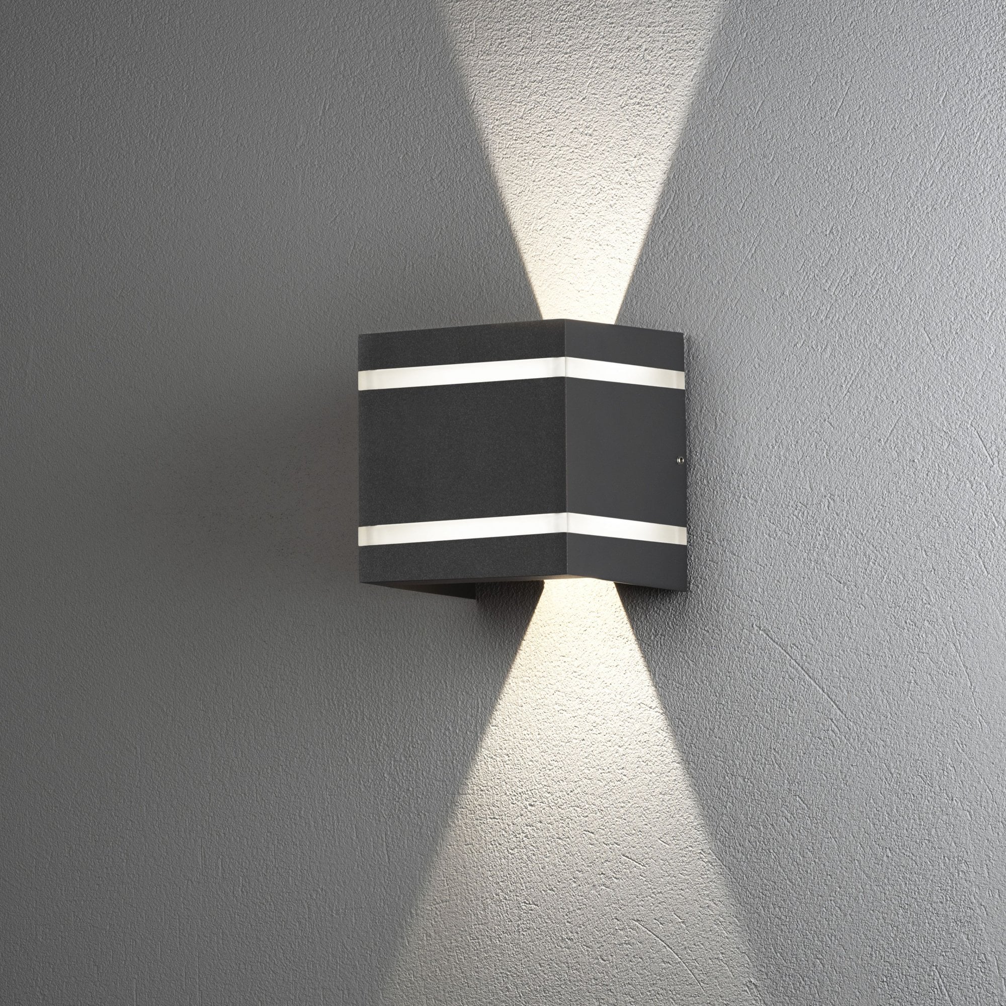 Konstsmide Cremona Square Stripe LED Up/Down Wall Light - Anthracite
