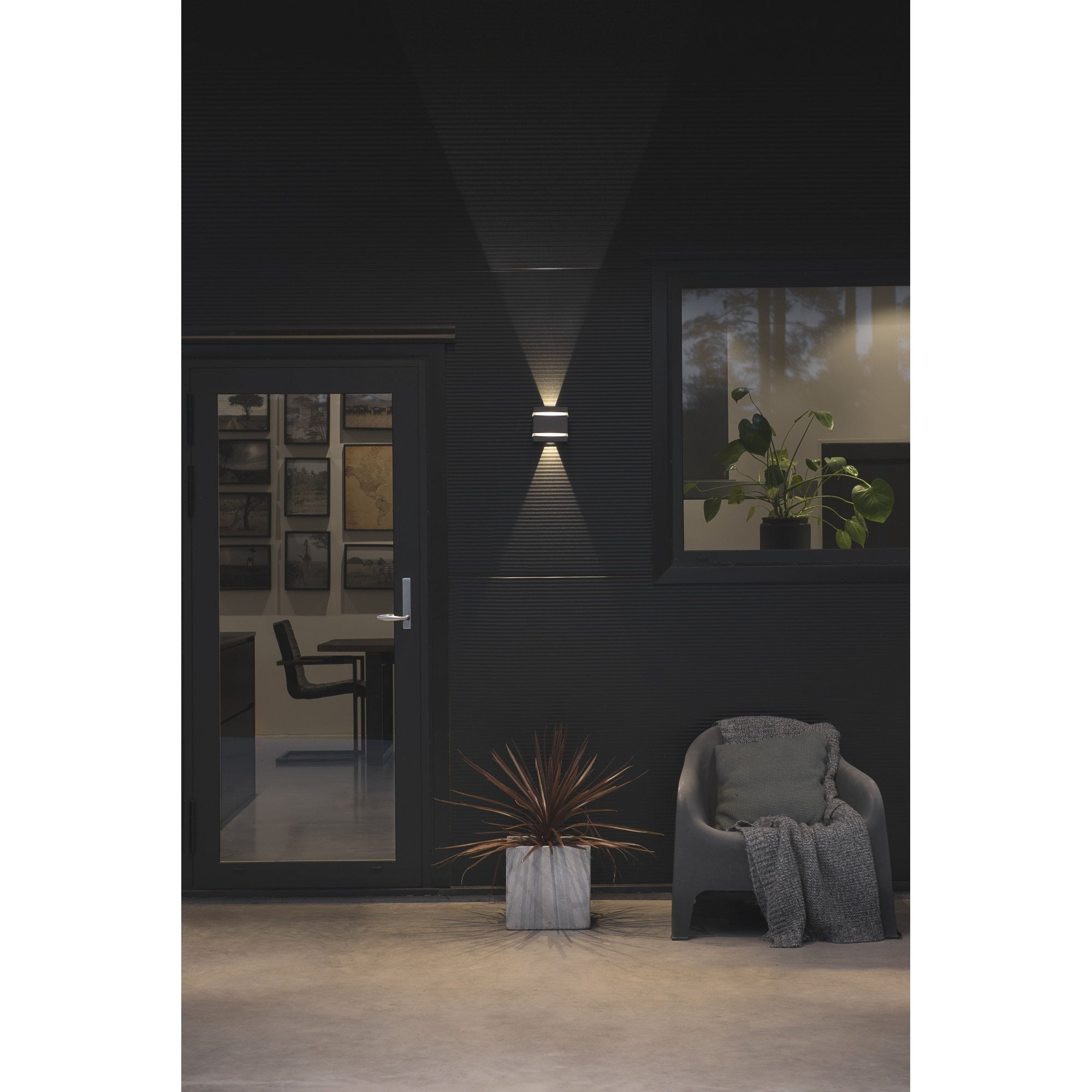 Konstsmide Cremona Square Stripe LED Up/Down Wall Light - Anthracite