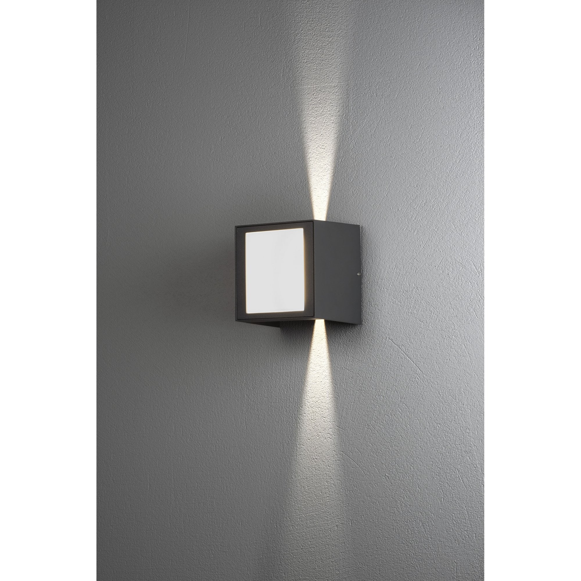 Konstsmide Cremona Square Opal LED Up/Down Wall Light - Anthracite