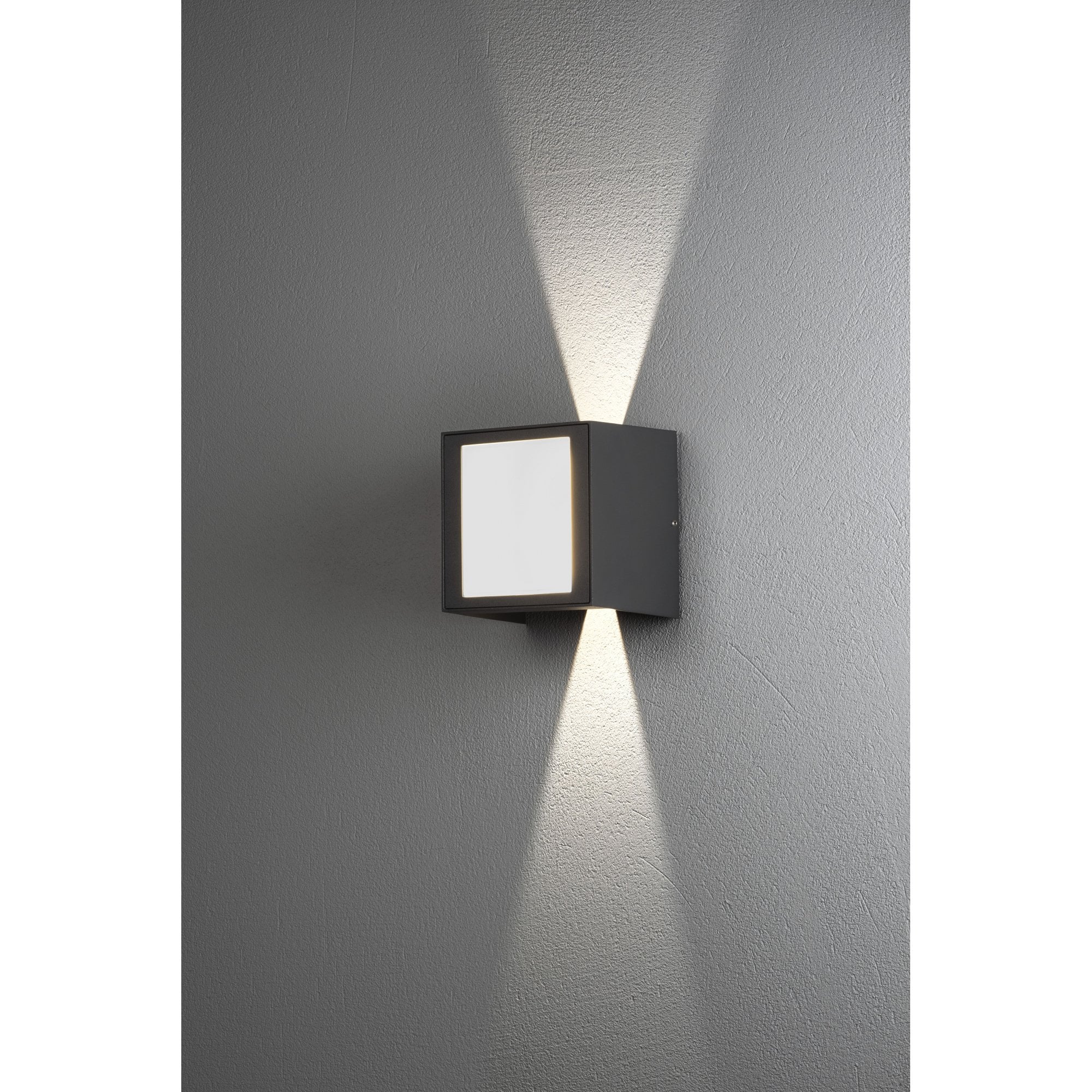 Konstsmide Cremona Square Opal LED Up/Down Wall Light - Anthracite