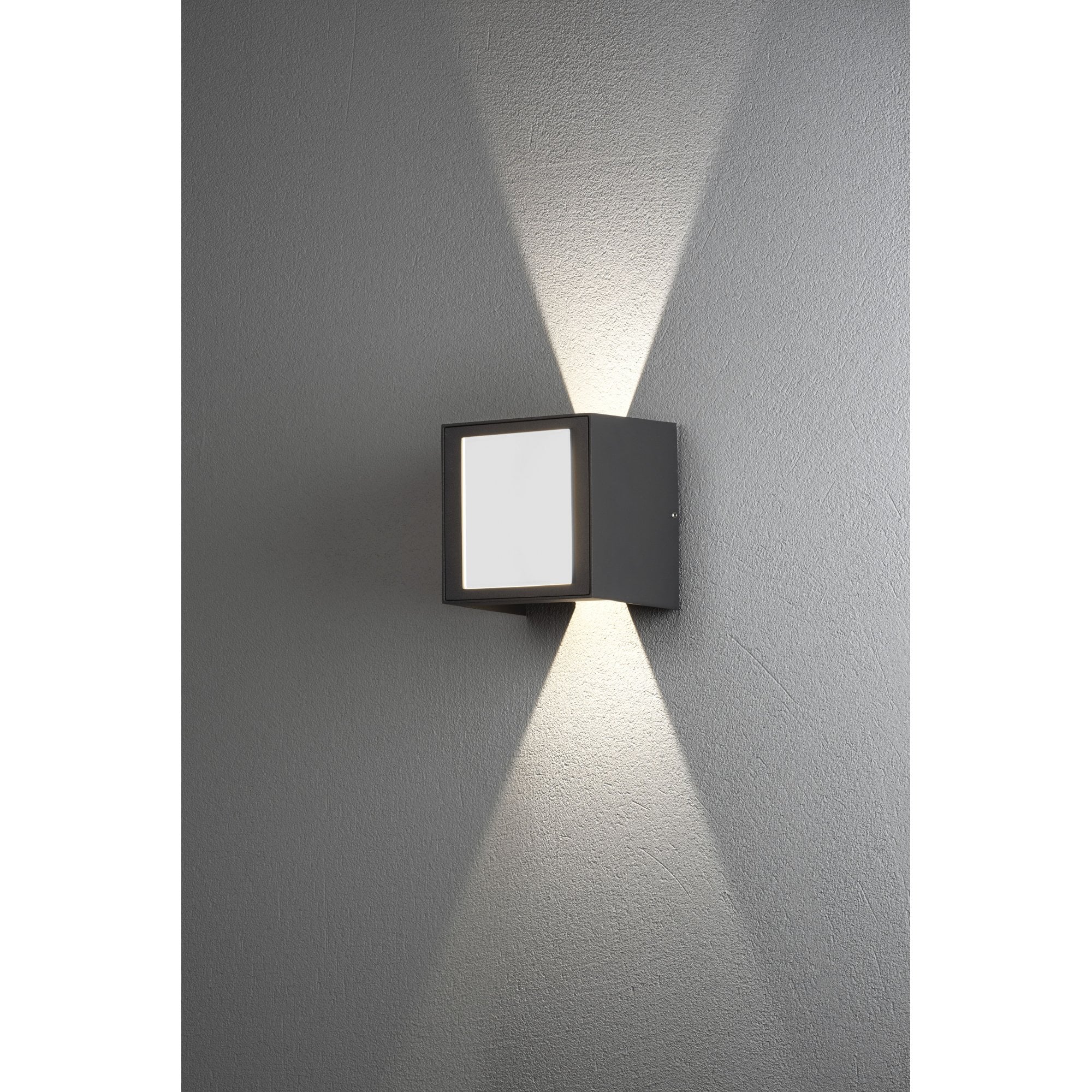 Konstsmide Cremona Square Opal LED Up/Down Wall Light - Anthracite