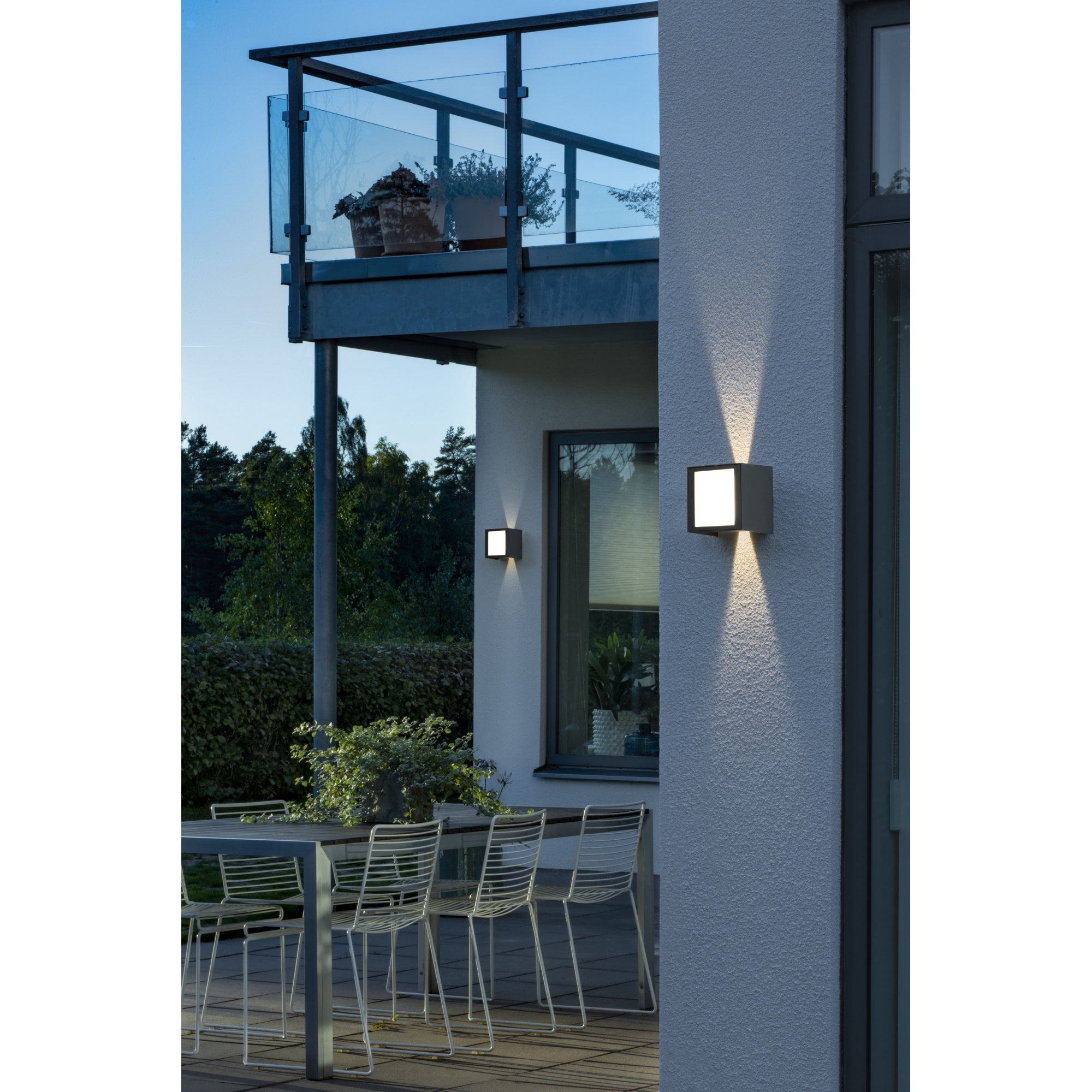 Konstsmide Cremona Square Opal LED Up/Down Wall Light - Anthracite