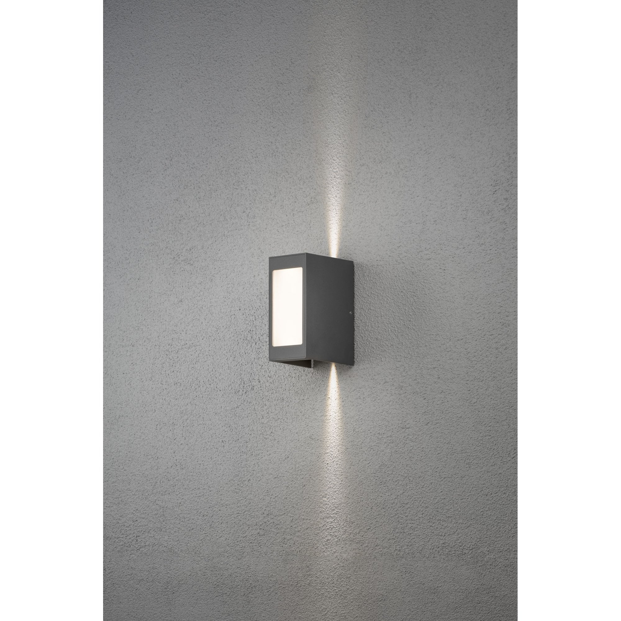 Konstsmide Cremona Rectangular Opal LED Up/Down Wall Light - Anthracite