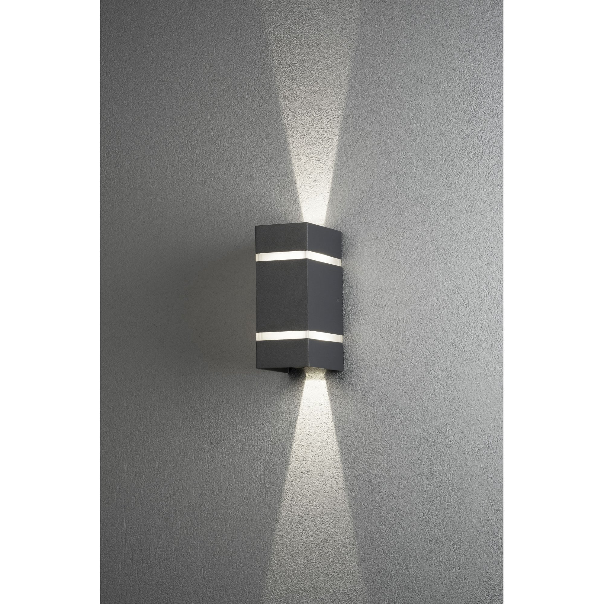 Konstsmide Cremona Rectangular Stripe LED Up/Down Wall Light - Anthracite