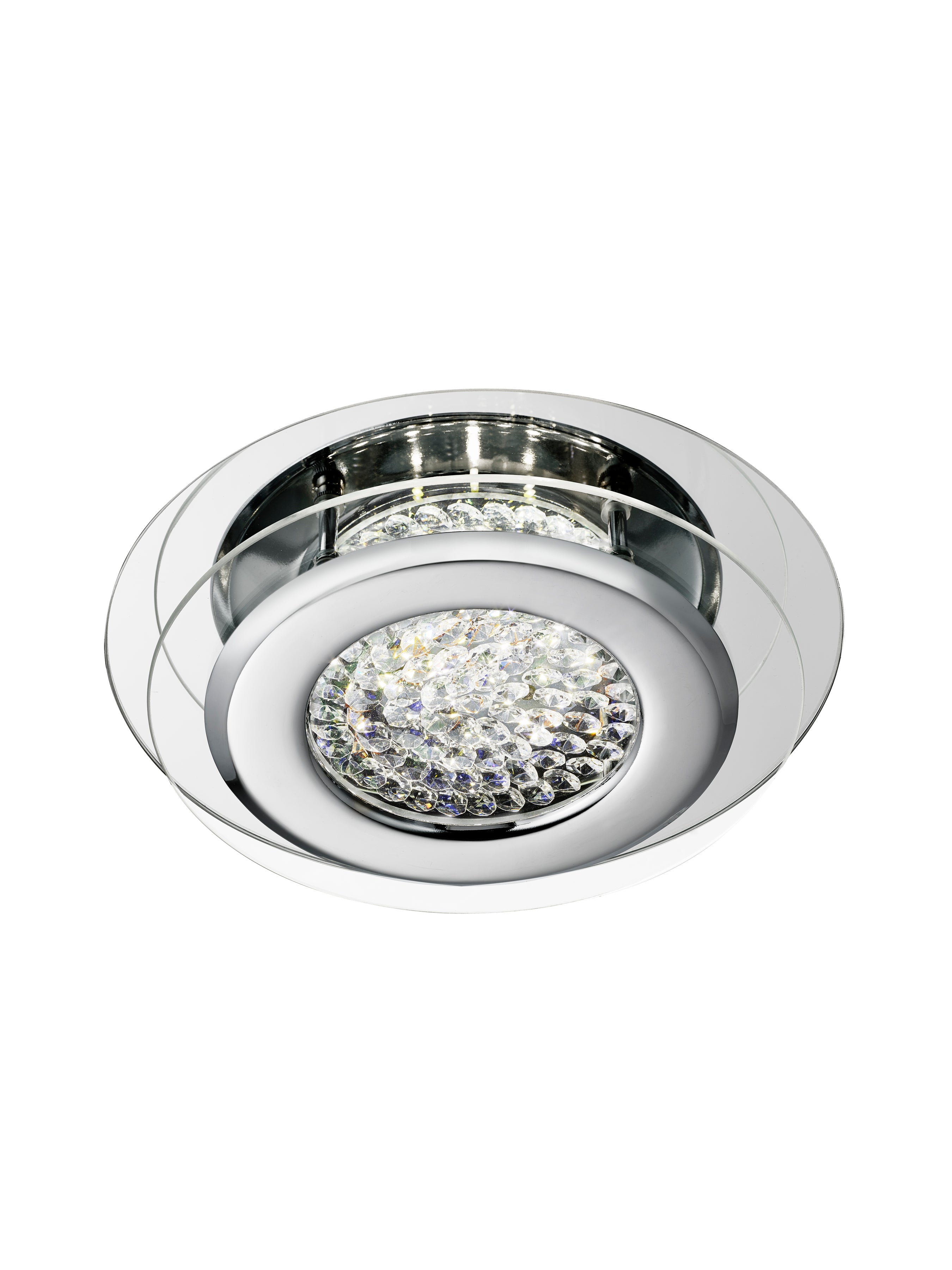 Searchlight Viola Chrome LED Flush Light With Crystal Centre Decoration
