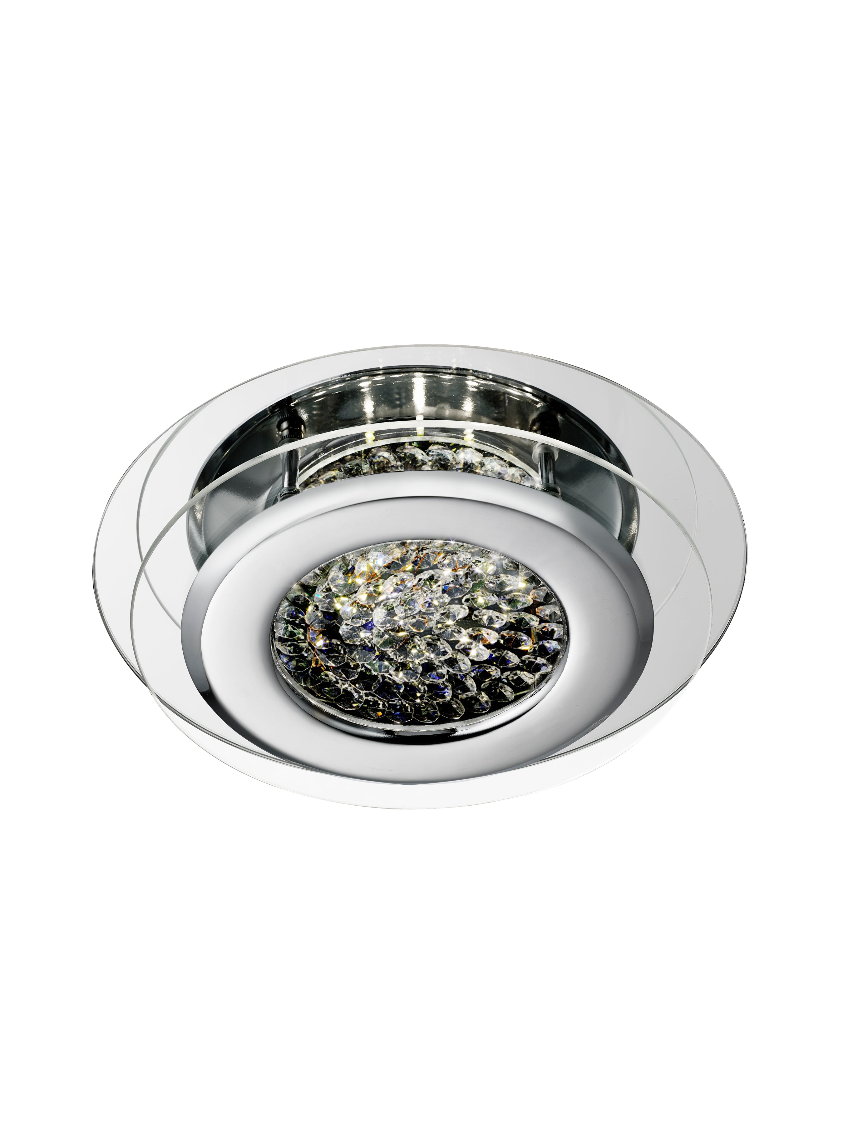Searchlight Viola Chrome LED Flush Light With Crystal Centre Decoration