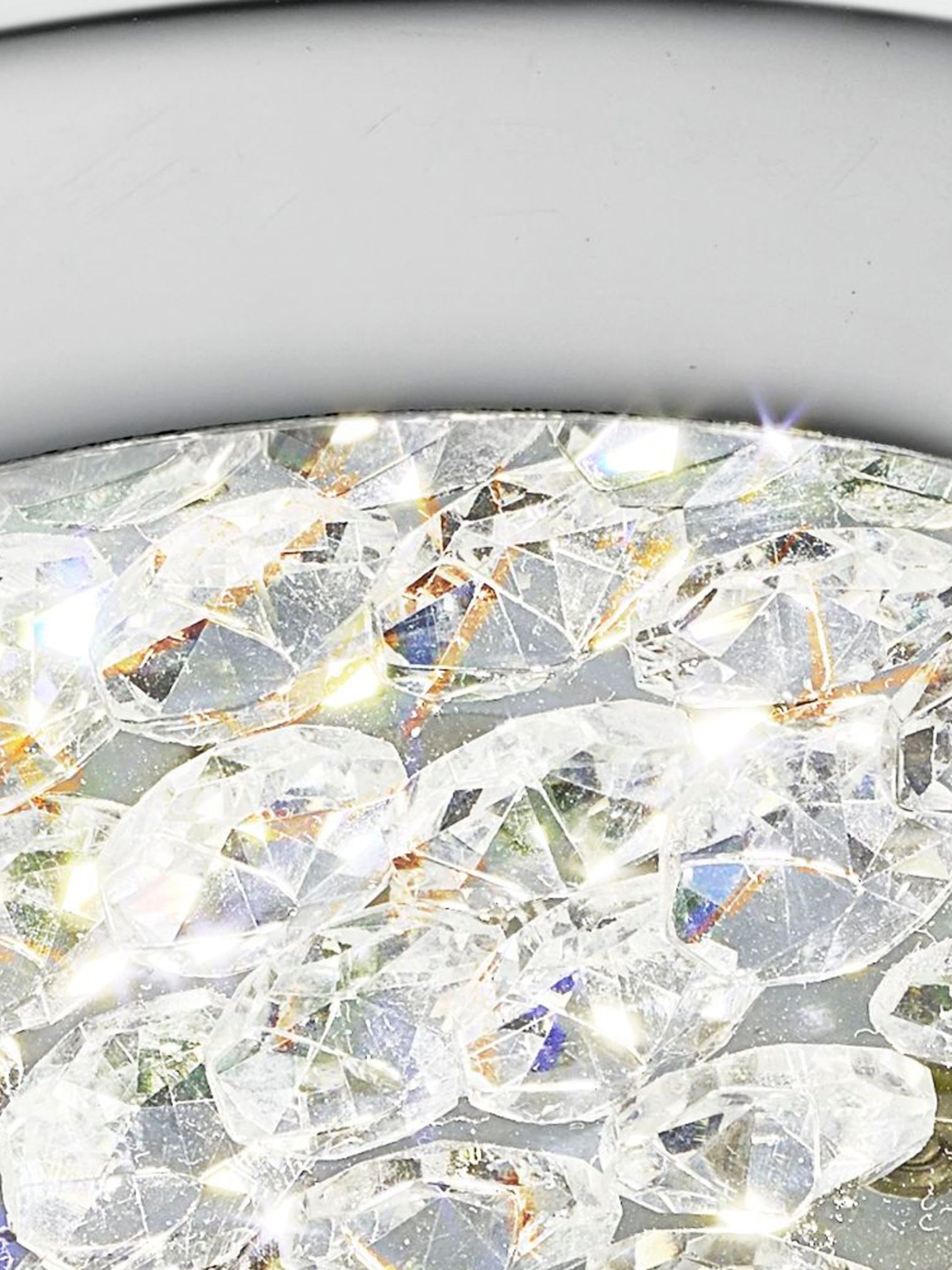 Searchlight Viola Chrome LED Flush Light With Crystal Centre Decoration