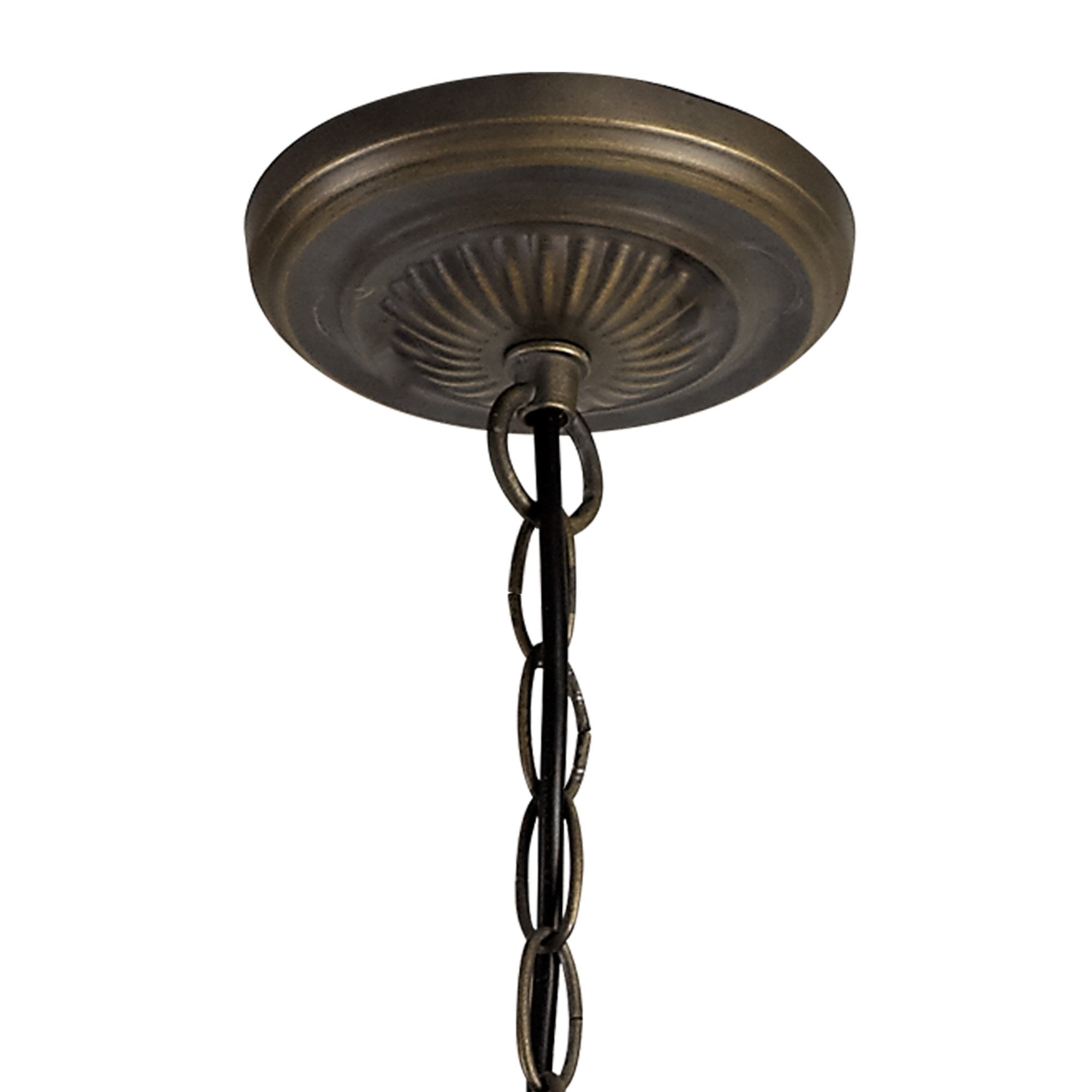 Fabula Amberley 3 Light Uplighter Pendant - 30cm Tiffany Shade - Green & Cream