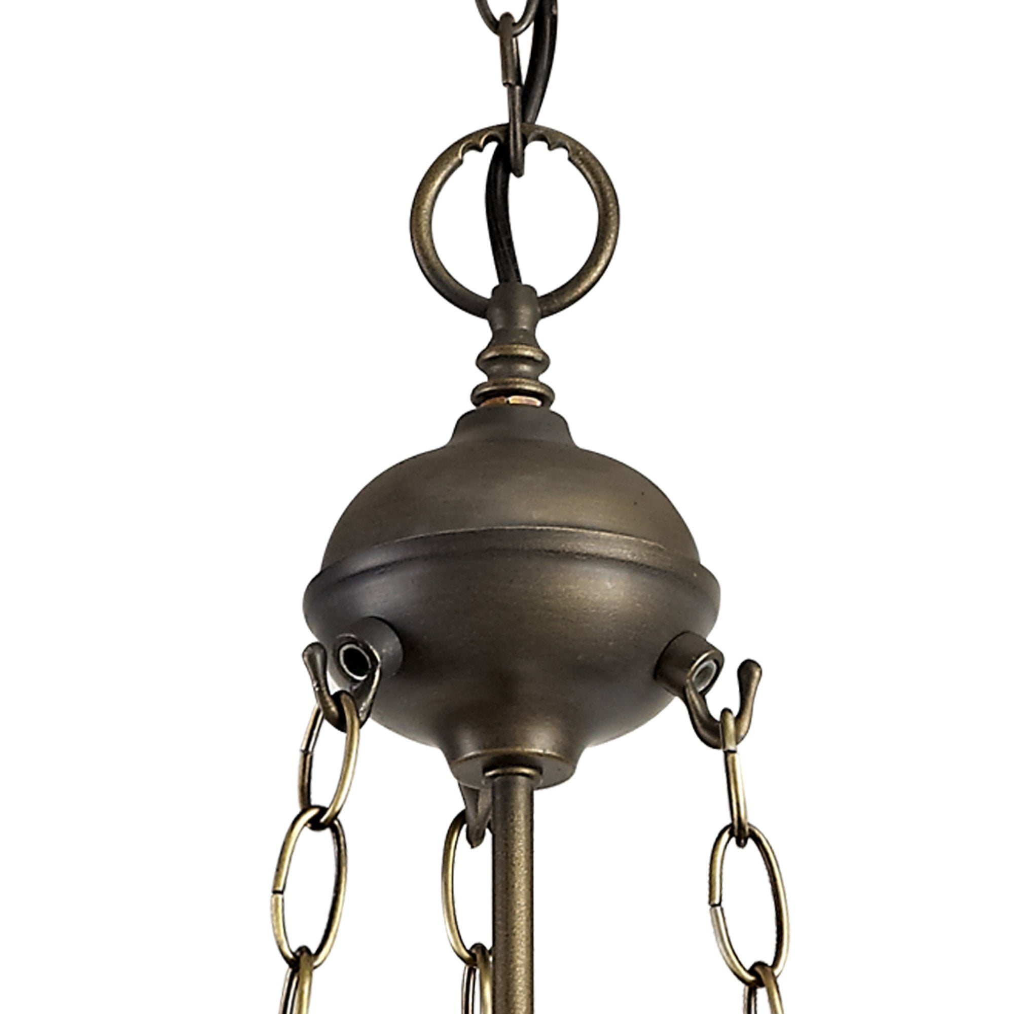 Fabula Amberley 3 Light Uplighter Pendant - 30cm Tiffany Shade - Green & Cream