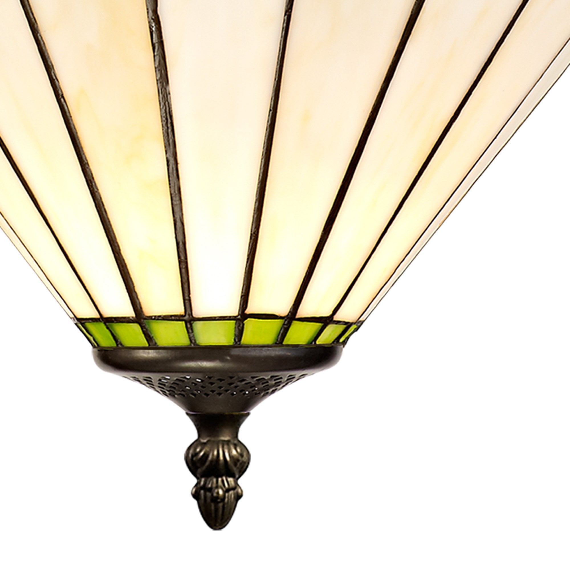 Fabula Amberley 3 Light Uplighter Pendant - 30cm Tiffany Shade - Green & Cream