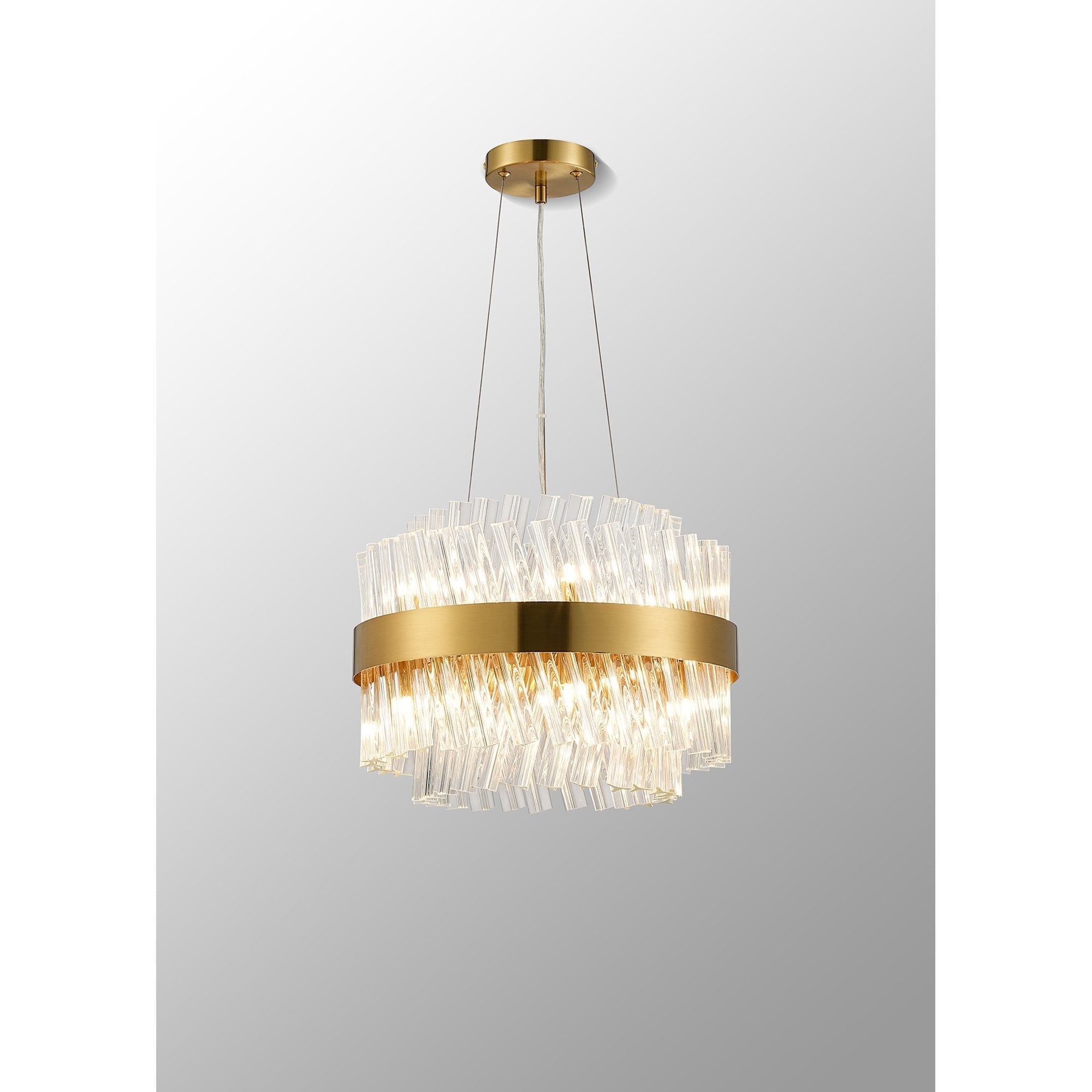 Fabula Farnley 10 Light Round Pendant - Brass & Clear Glass