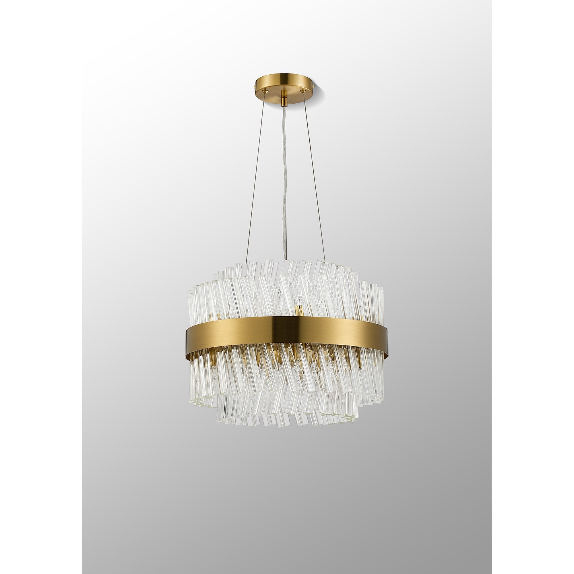 Fabula Farnley 10 Light Round Pendant - Brass & Clear Glass