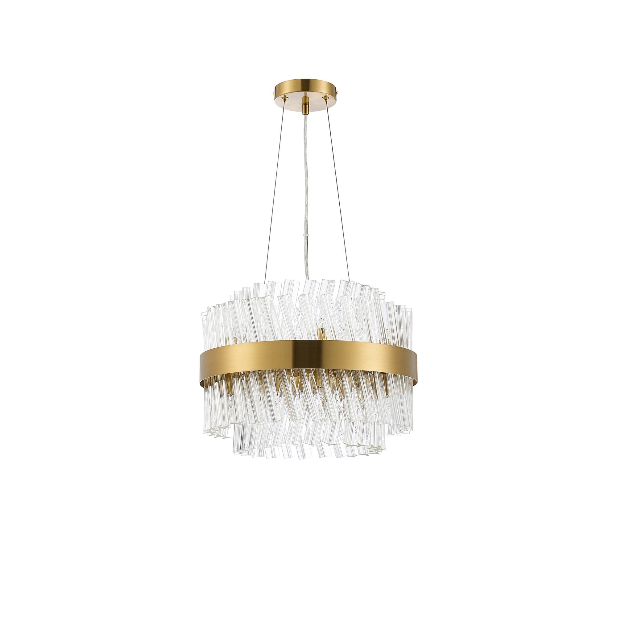 Fabula Farnley 10 Light Round Pendant - Brass & Clear Glass