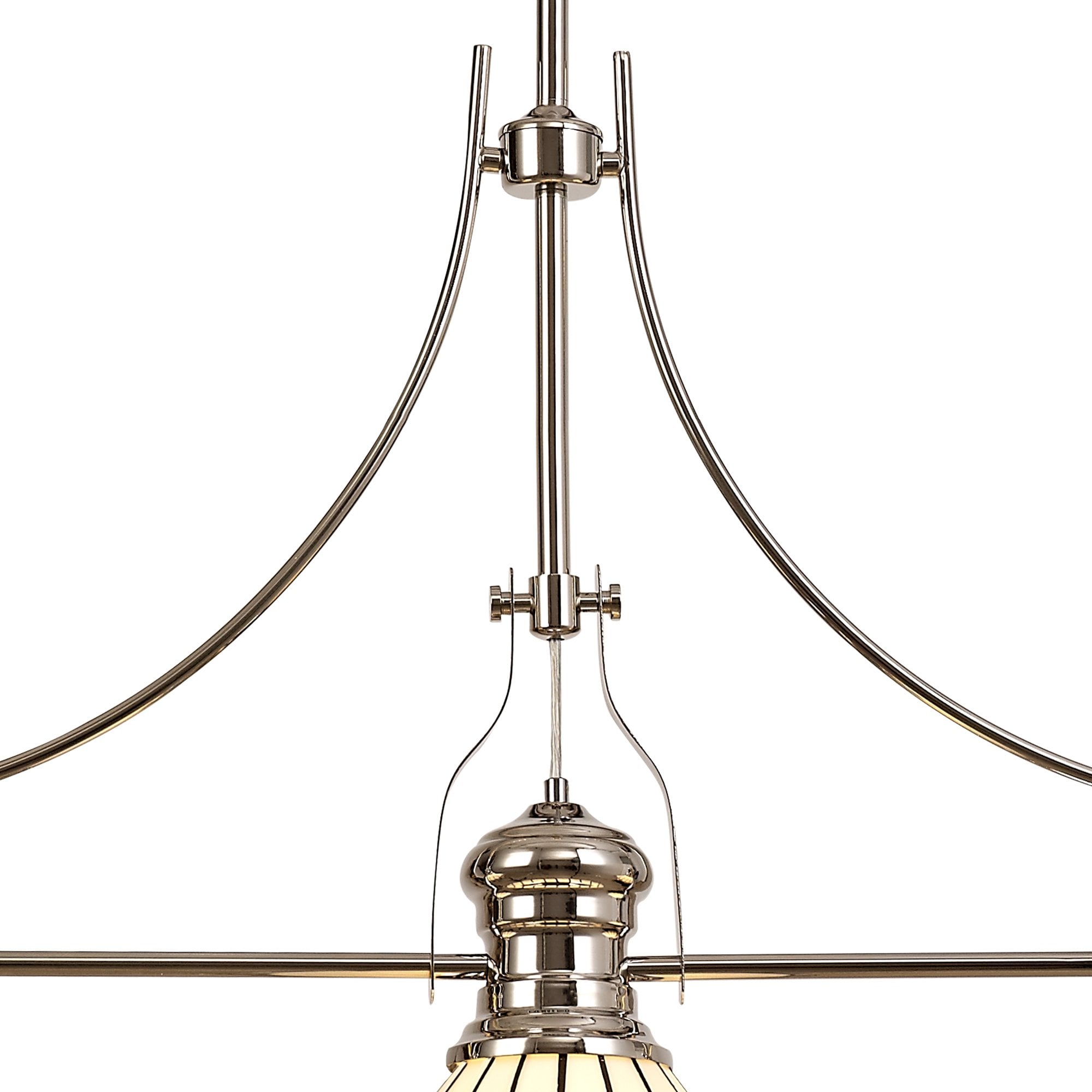 Fabula Amberley 3 Light Linear Pendant - 30cm Tiffany Shade - Polished Nickel, Grey & Cream
