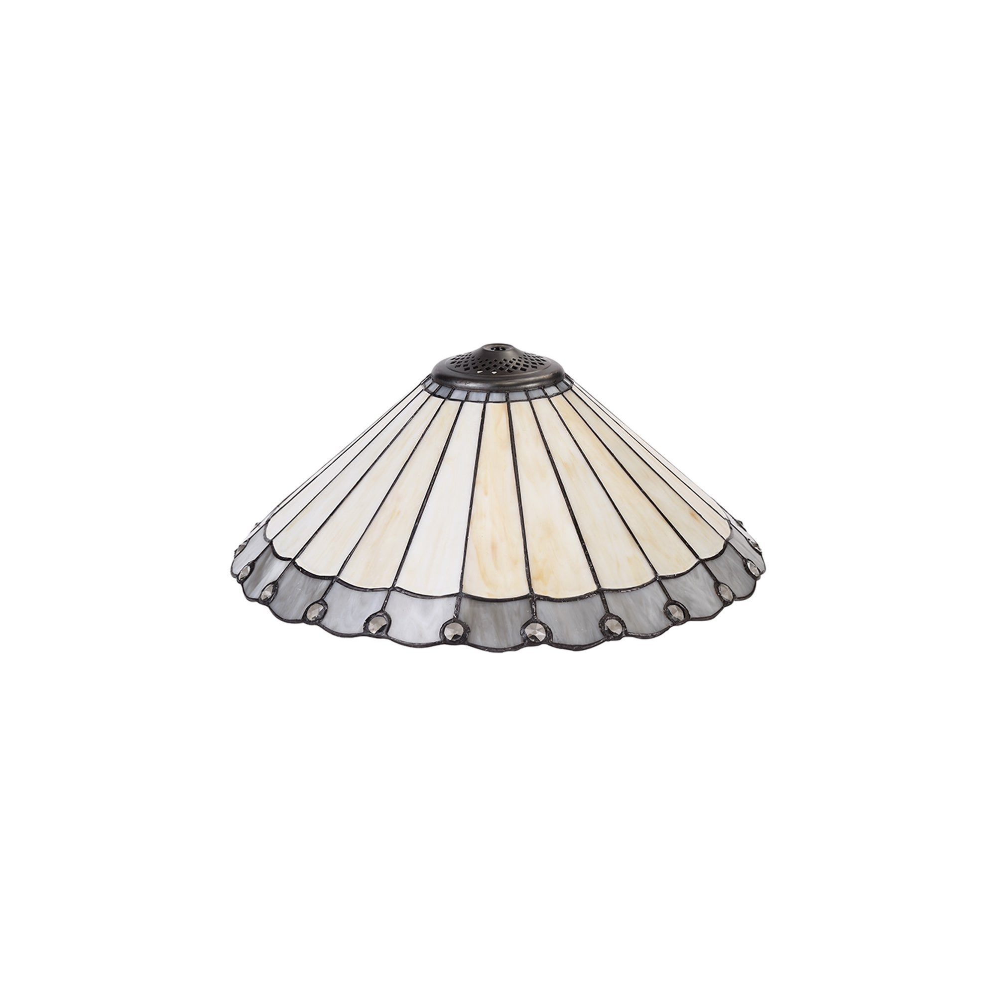 Fabula Amberley 40cm Tiffany Shade - Grey & Cream - Shade Only