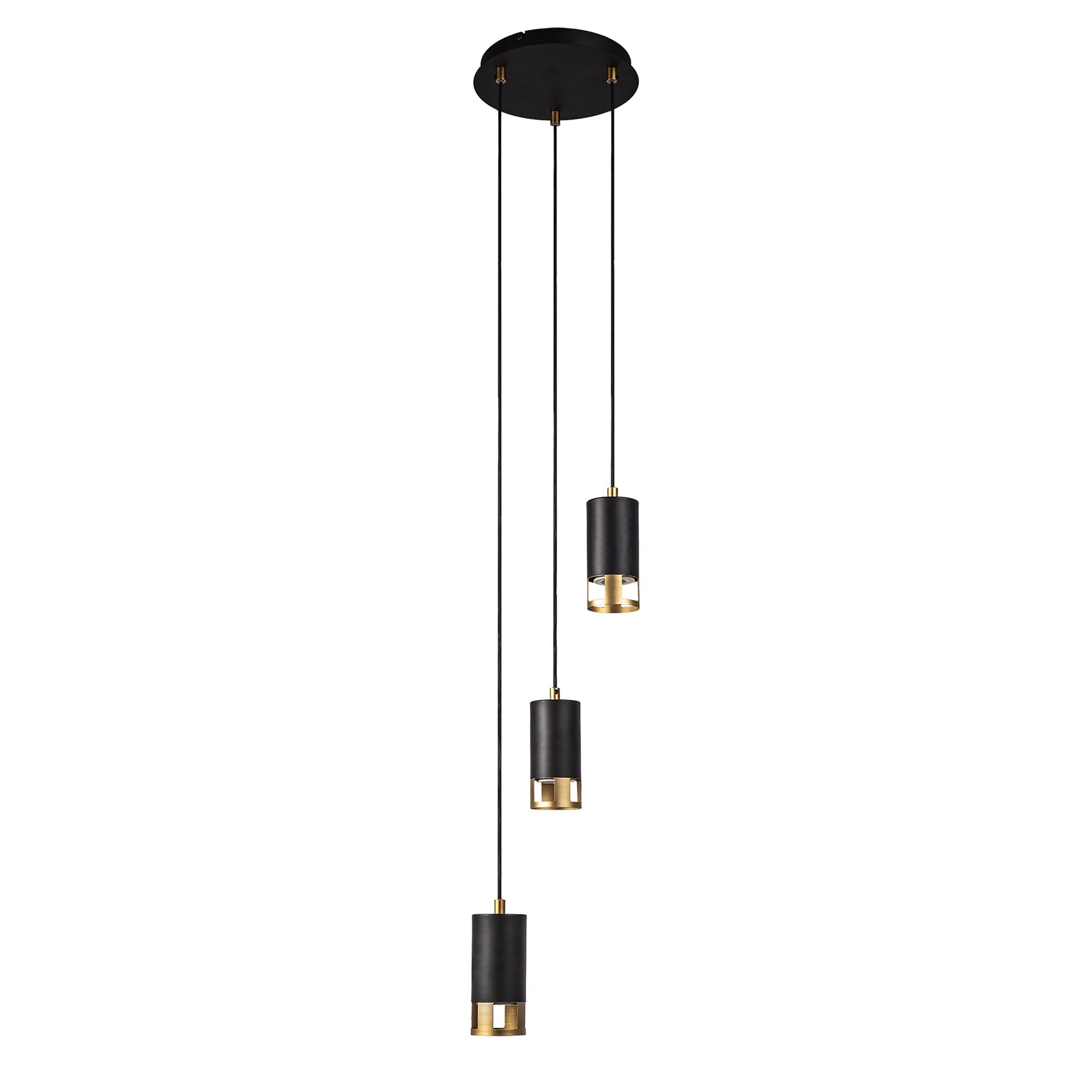Fabula Amesbury 3 Light Round Pendant - Black & Painted Gold