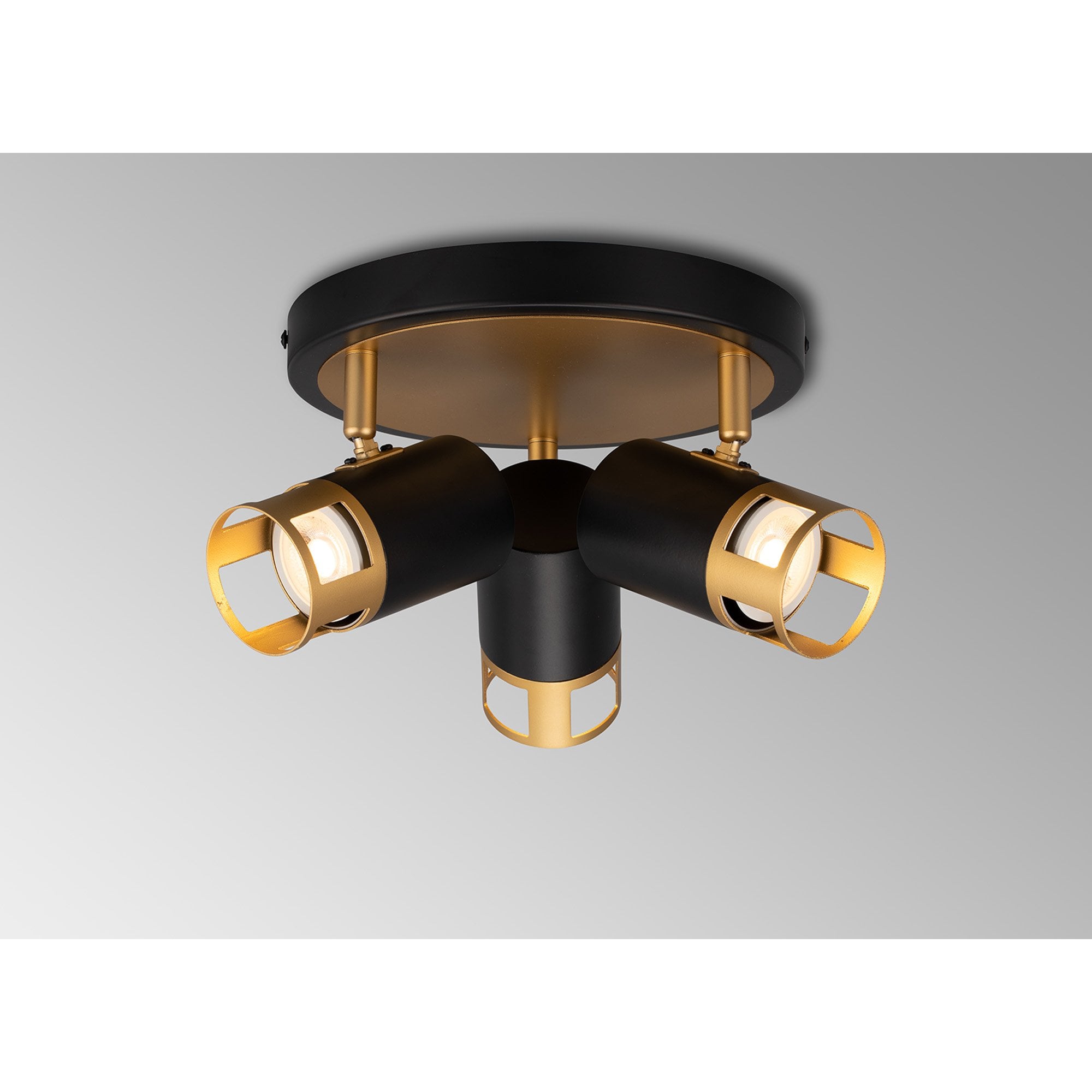 Fabula Amesbury 3 Light Round Spotlight - Black & Painted Gold