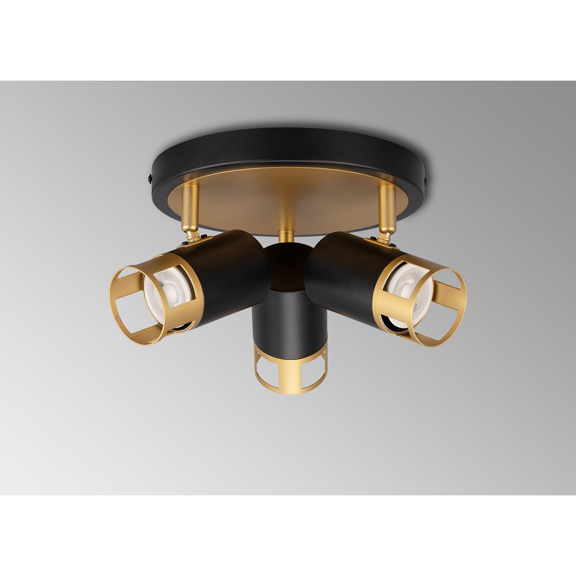 Fabula Amesbury 3 Light Round Spotlight - Black & Painted Gold