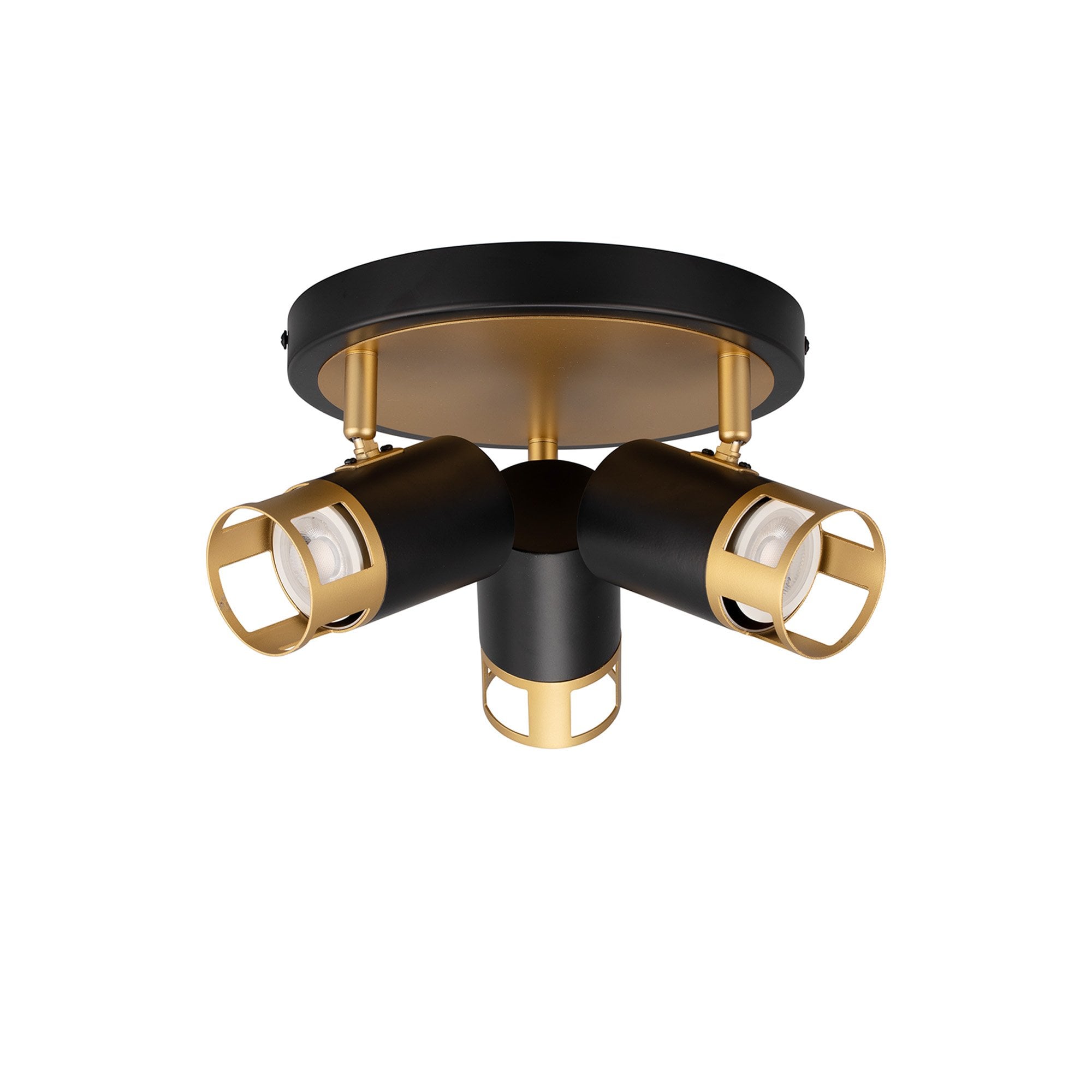 Fabula Amesbury 3 Light Round Spotlight - Black & Painted Gold