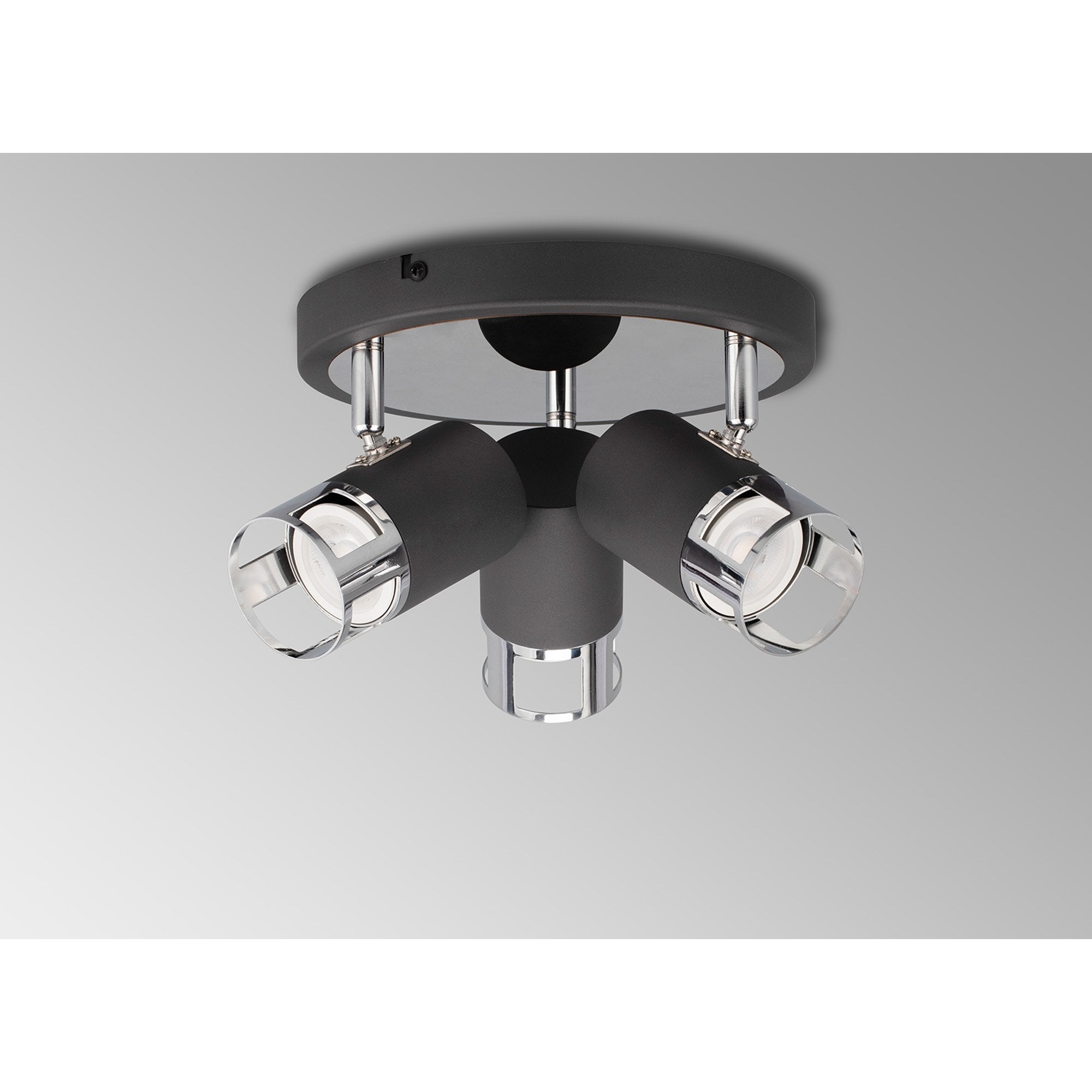 Fabula Amesbury 3 Light Round Spotlight - Graphite & Polished Chrome
