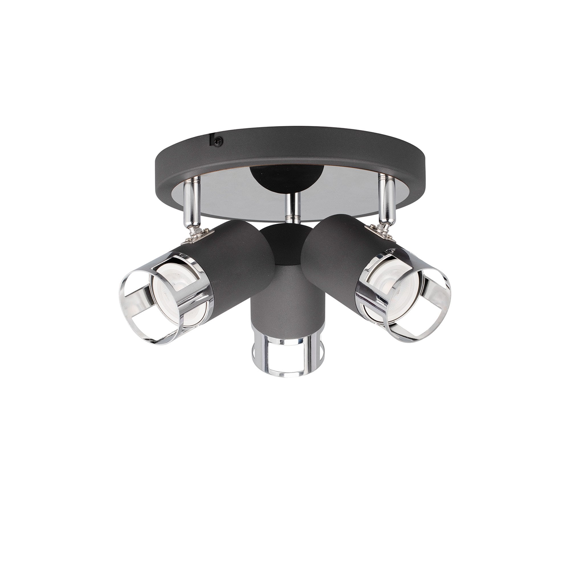 Fabula Amesbury 3 Light Round Spotlight - Graphite & Polished Chrome