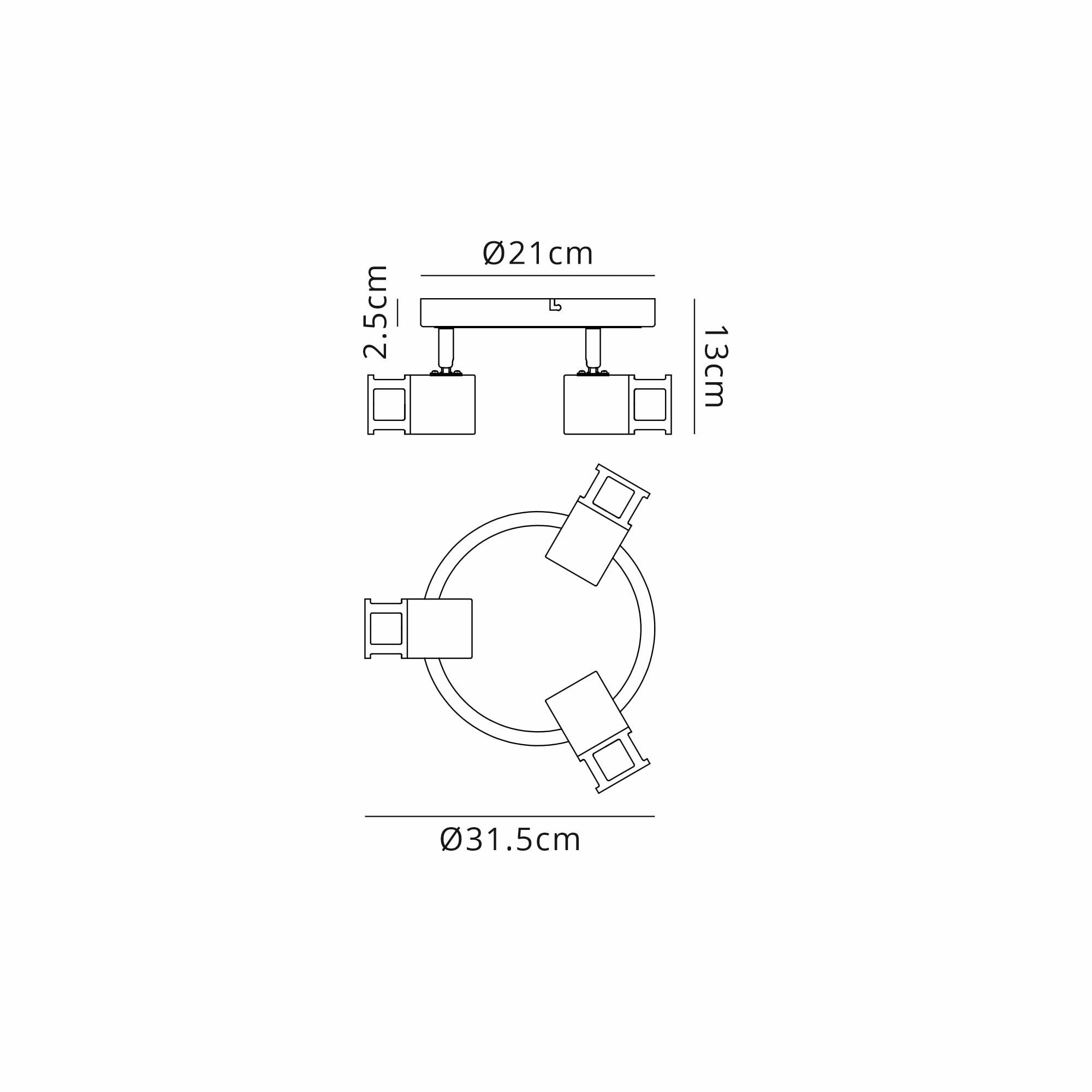 Fabula Amesbury 3 Light Round Spotlight - Graphite & Polished Chrome