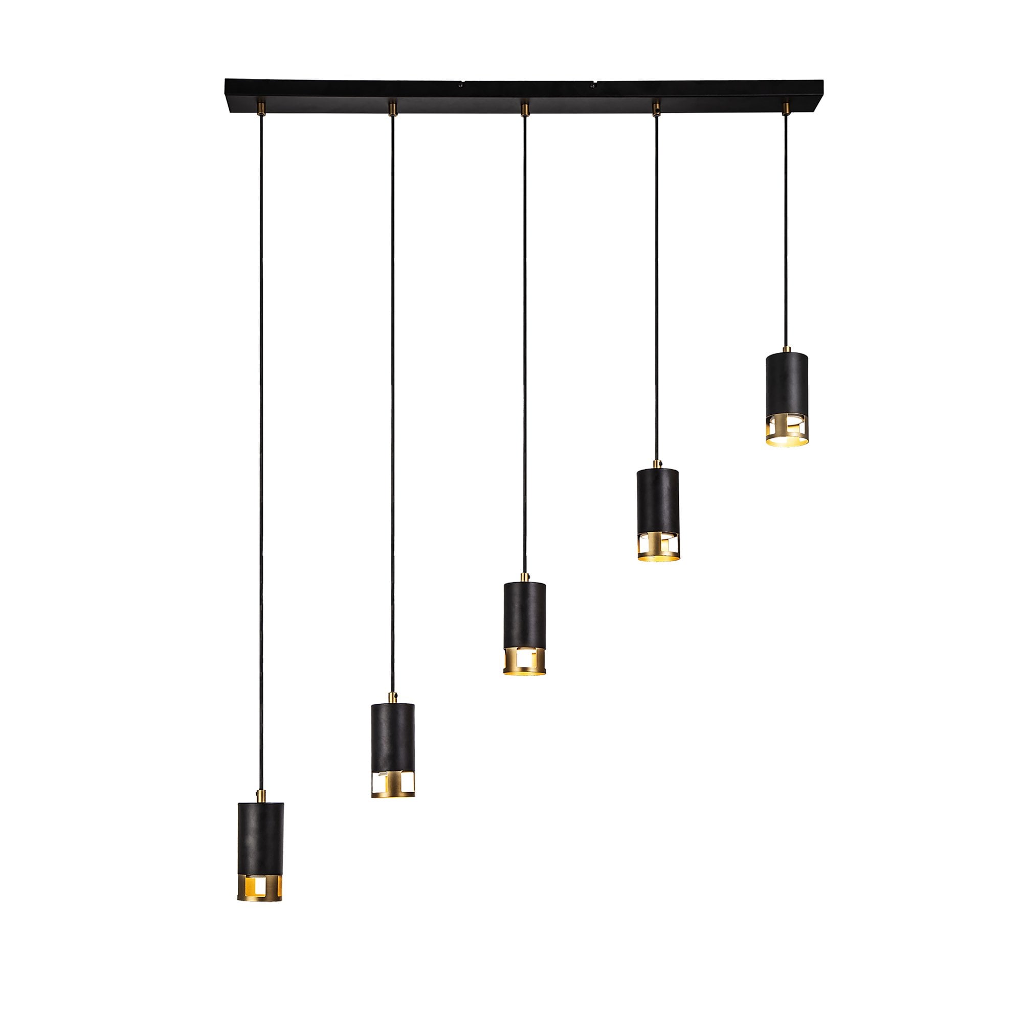 Fabula Amesbury 5 Light Linear Bar Pendant - Black & Painted Gold