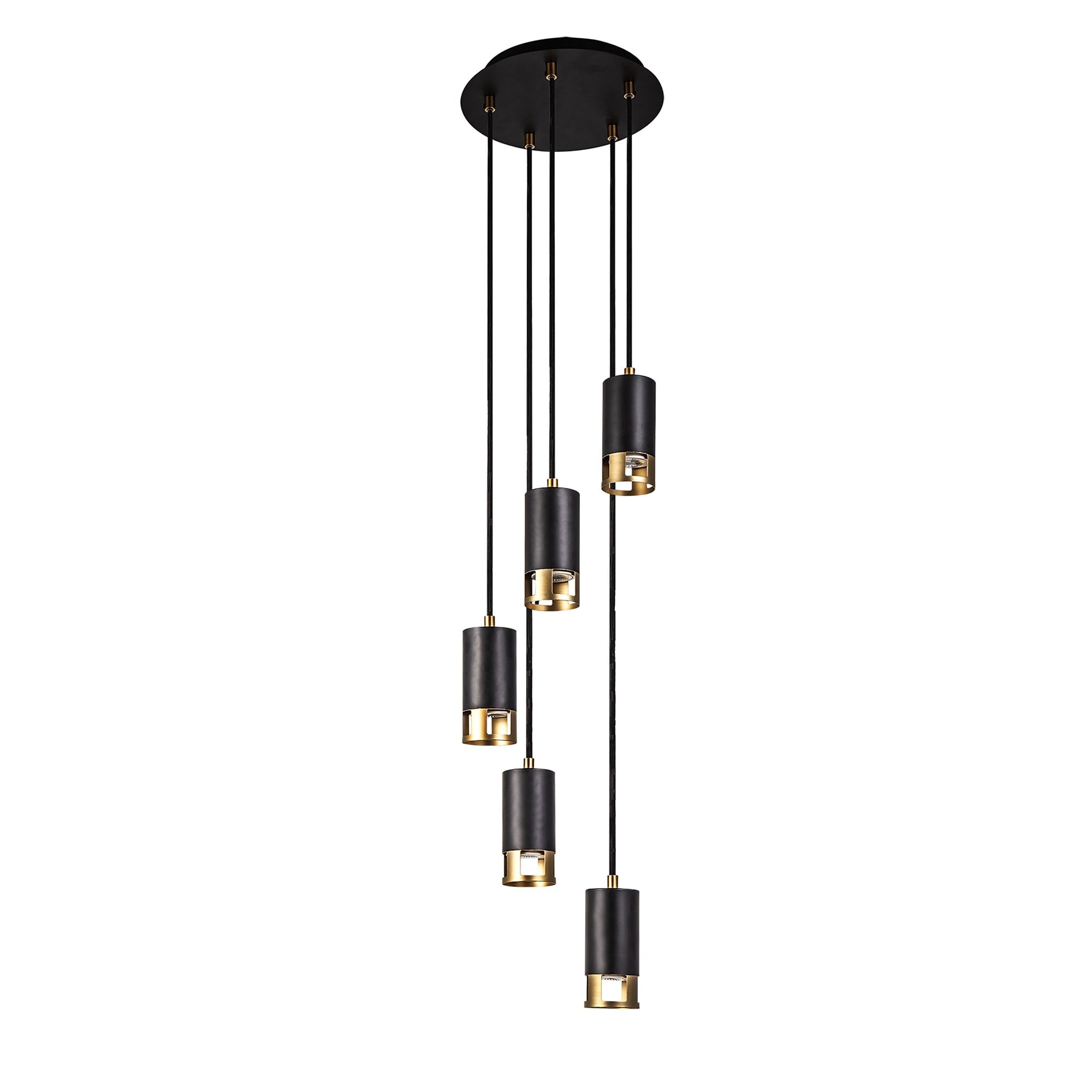 Fabula Amesbury 5 Light Round Pendant - Black & Painted Gold
