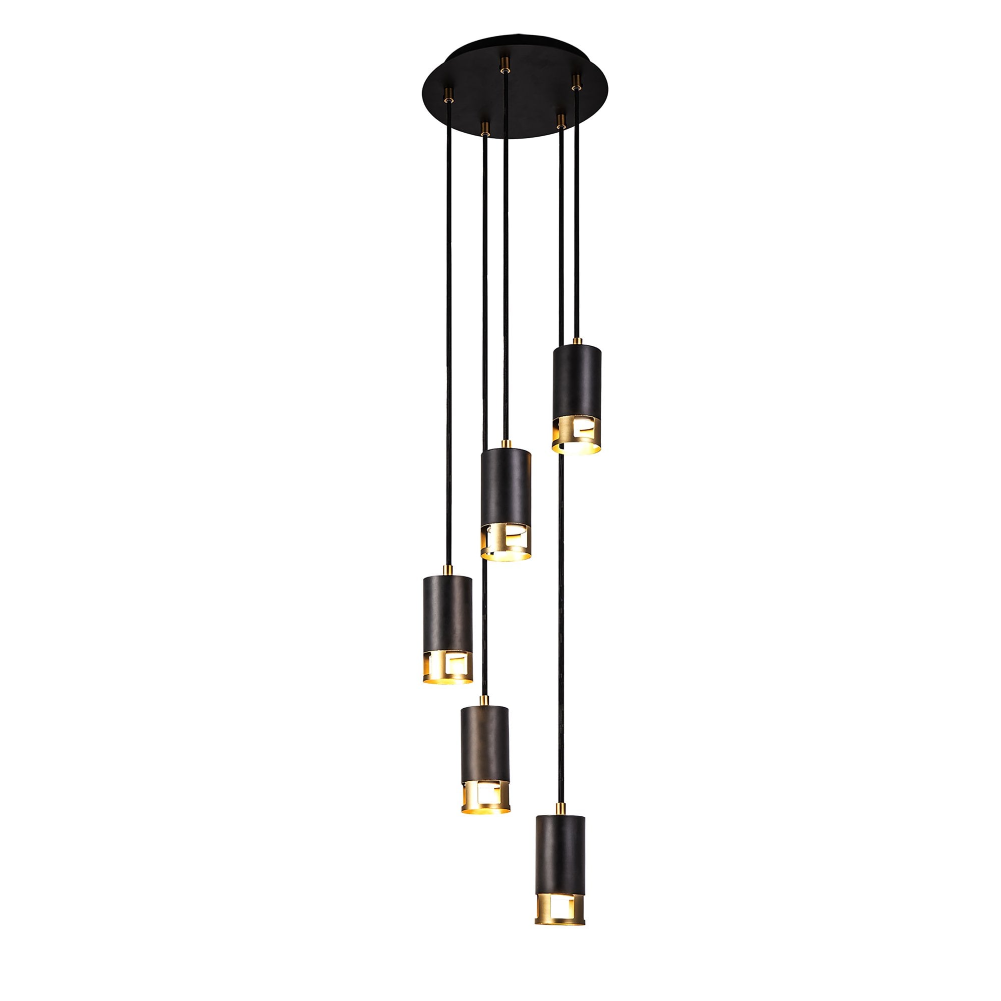 Fabula Amesbury 5 Light Round Pendant - Black & Painted Gold