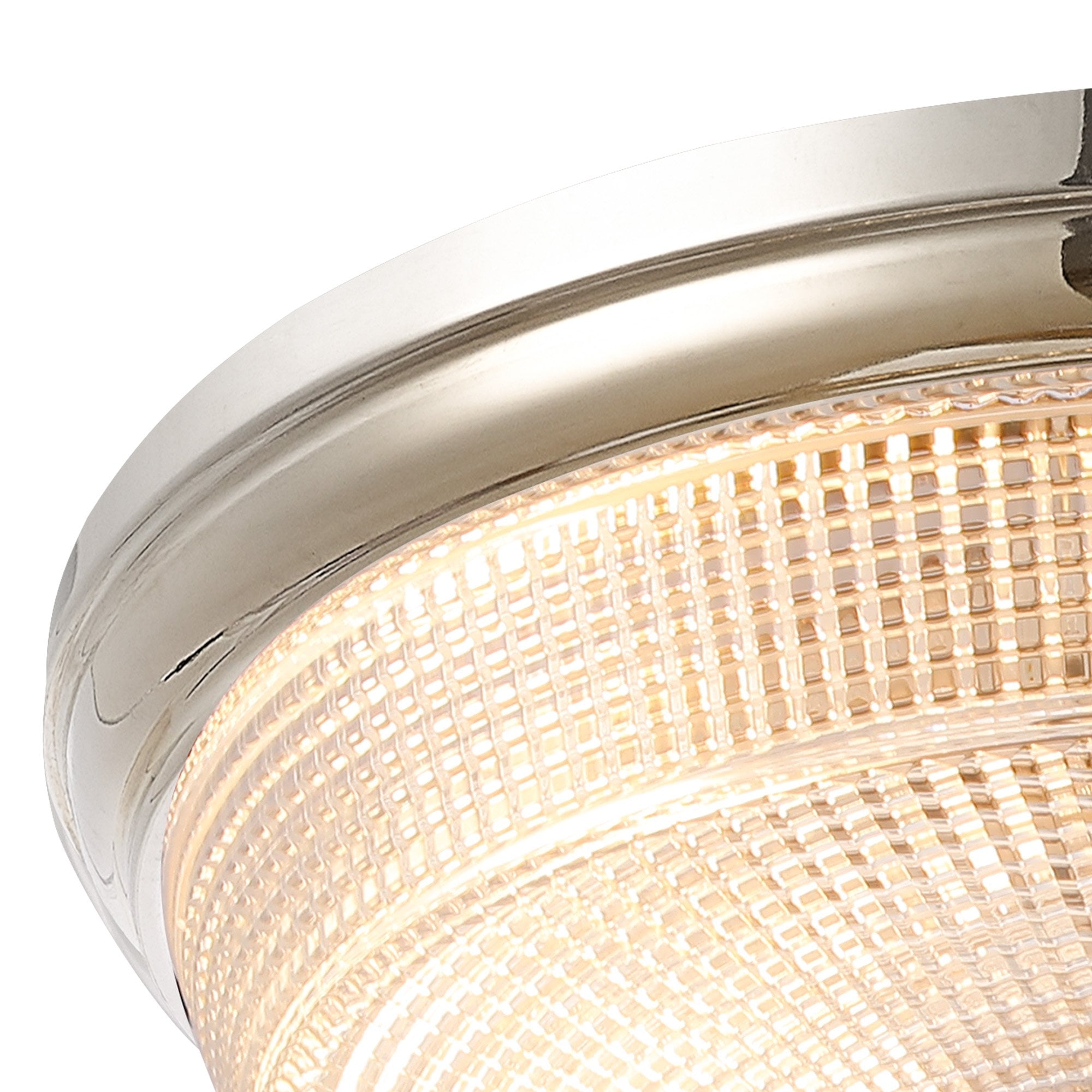 Fabula Antlers 2 Light Flush Light - Polished Nickel & Prismatic Glass - IP44