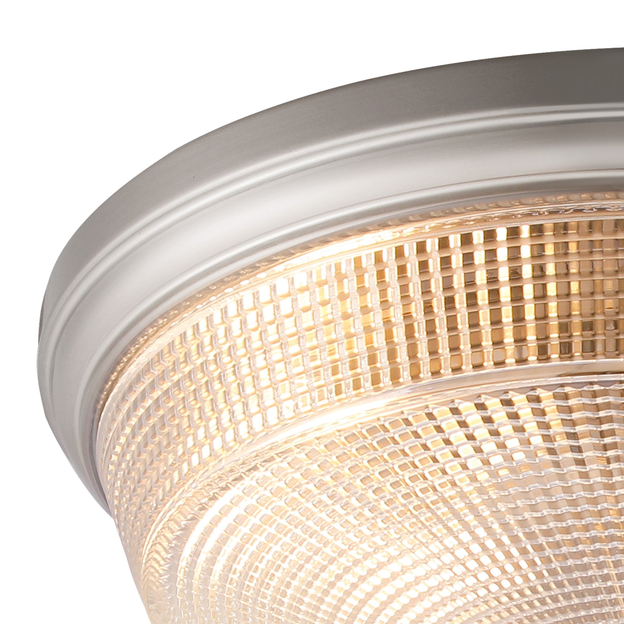 Fabula Antlers 2 Light Flush Light - Satin Nickel & Prismatic Glass - IP44