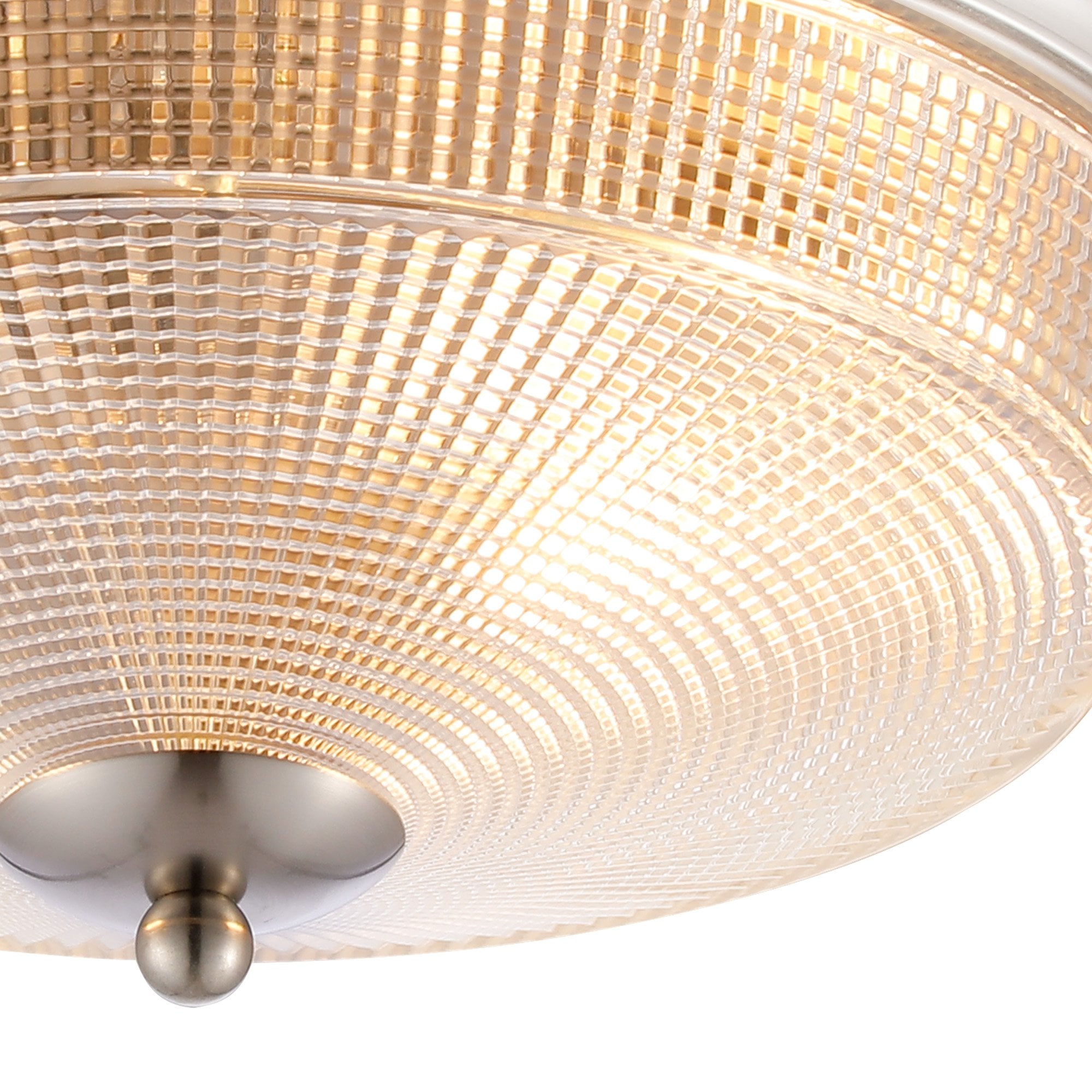 Fabula Antlers 2 Light Flush Light - Satin Nickel & Prismatic Glass - IP44