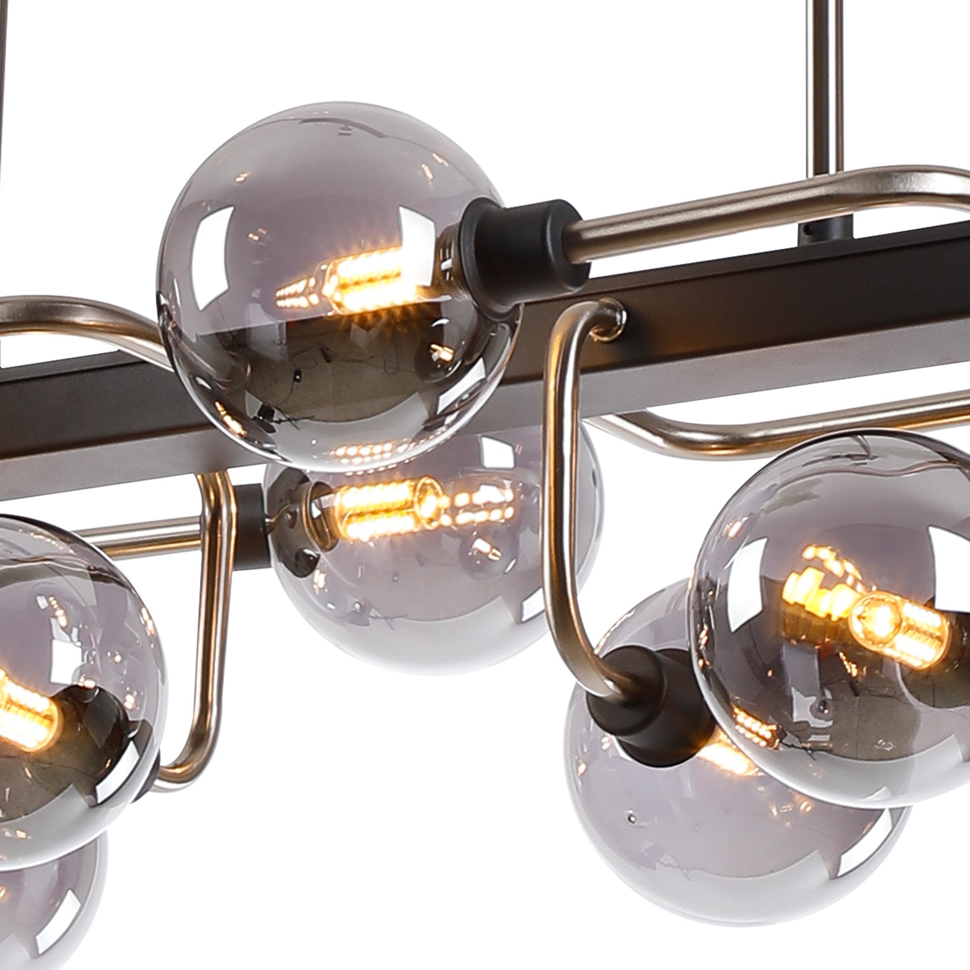 Fabula Appleby 10 Light Fixed Pendant - Graphite, Satin Nickel & Smoke Glass