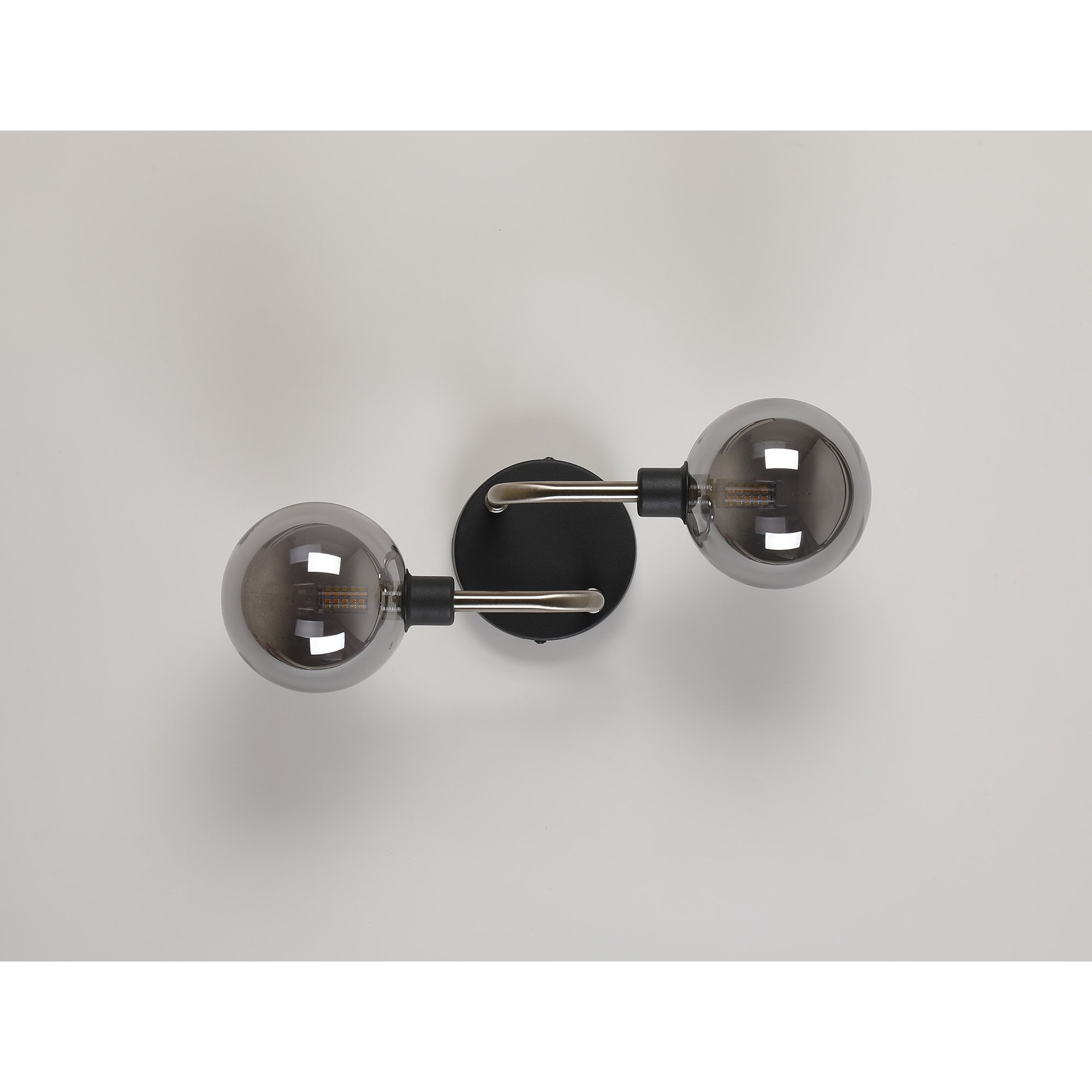 Fabula Appleby 2 Light Wall Lamp - Graphite, Satin Nickel & Smoke Glass