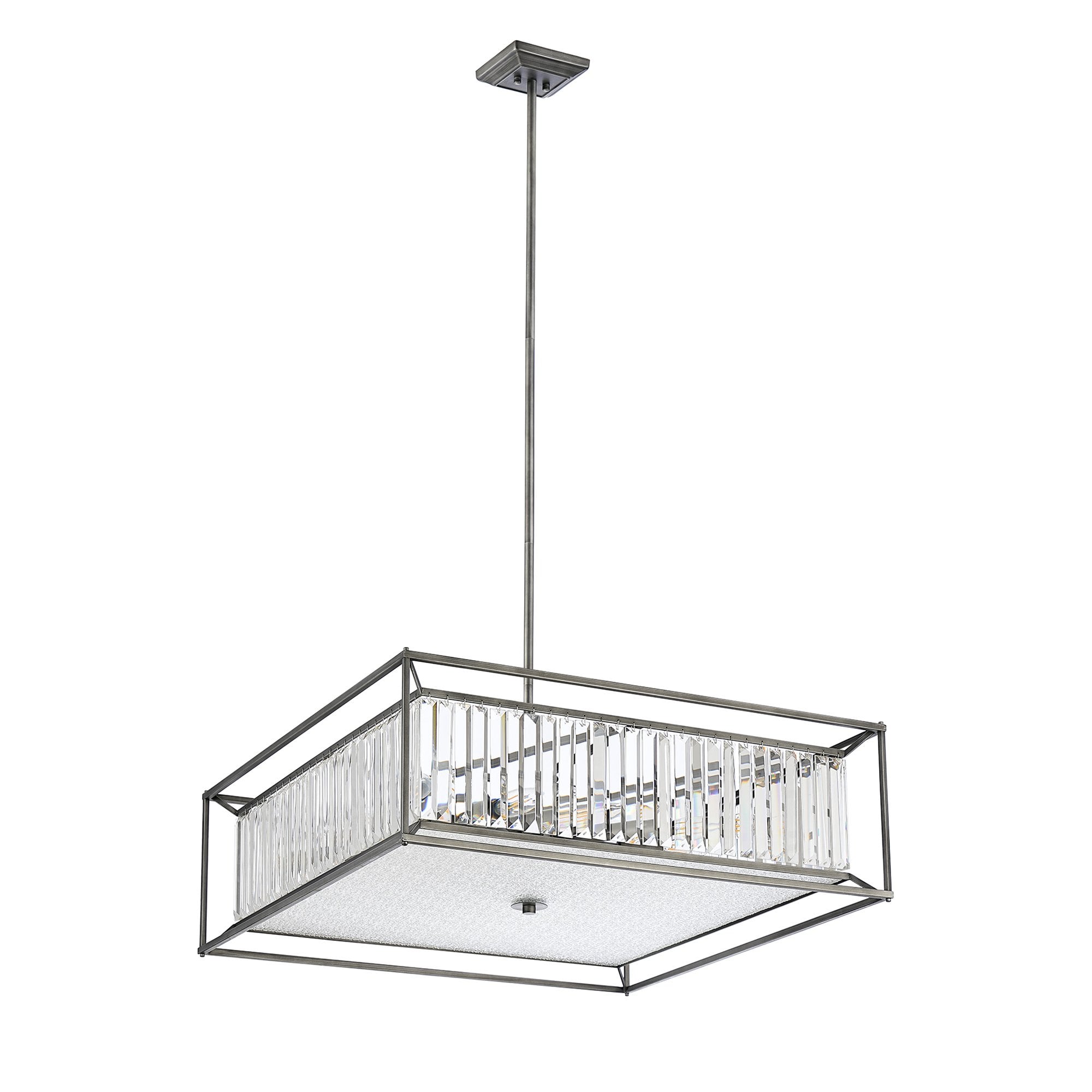 Fabula Arabia 12 Light Fixed Pendant/Semi-Flush Light - Pewter, Clear & Grain Glass