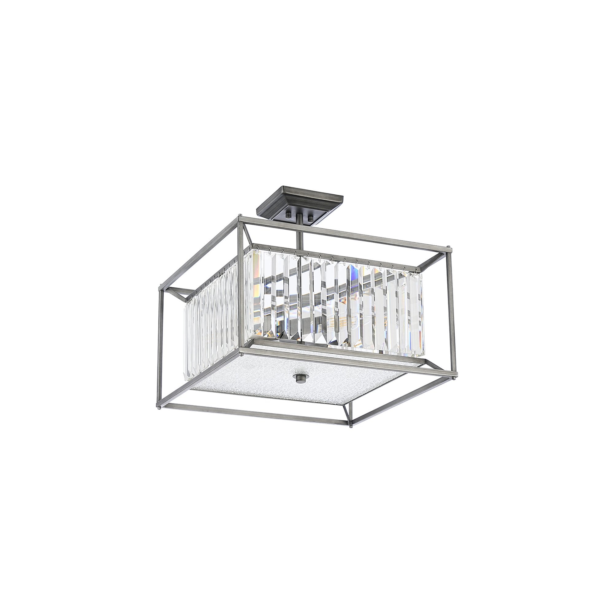 Fabula Arabia 4 Light Fixed Pendant/Semi-Flush Light - Pewter, Clear & Grain Glass