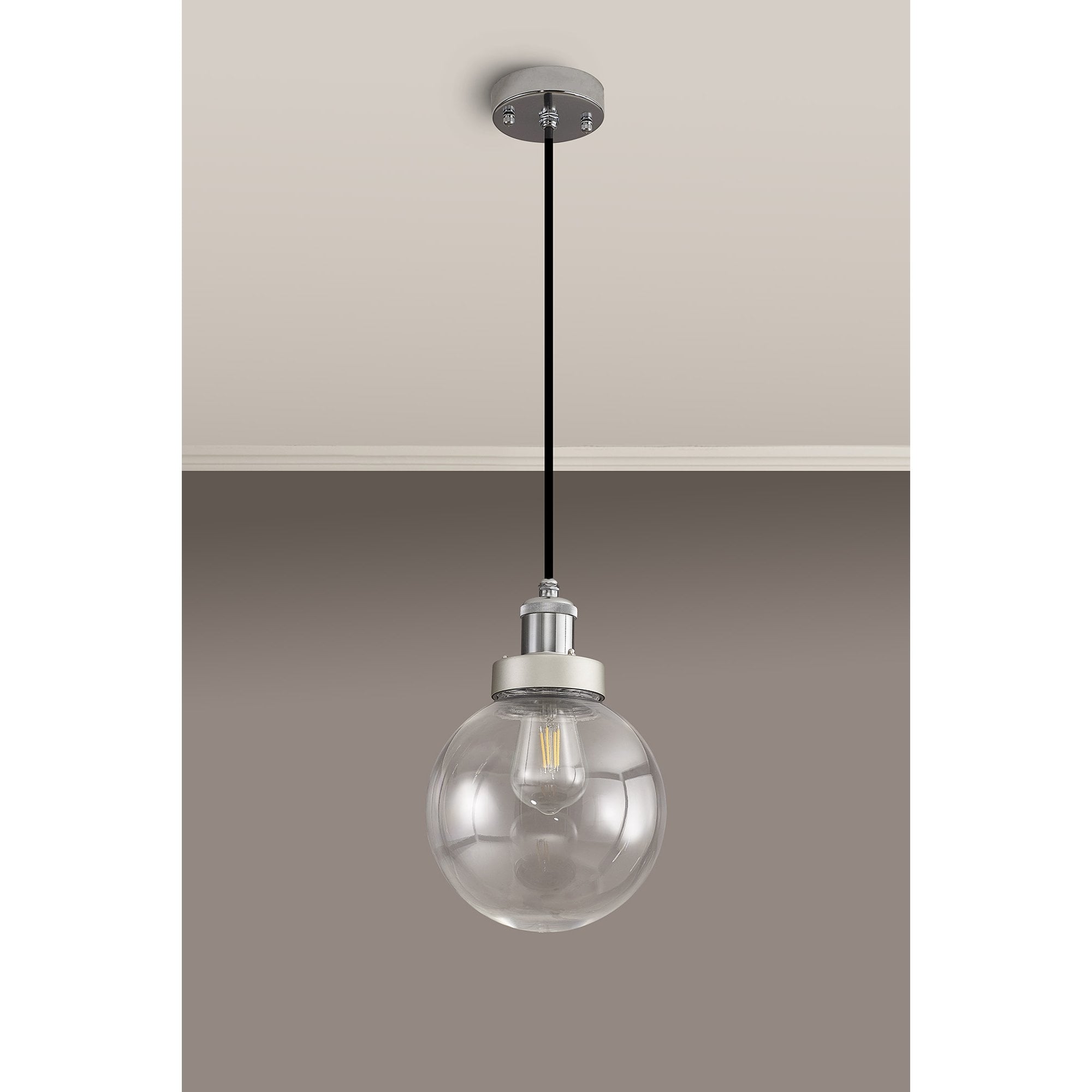 Fabula Avondale 20cm Single Pendant - Titanium Silver & Polished Chrome - IP65