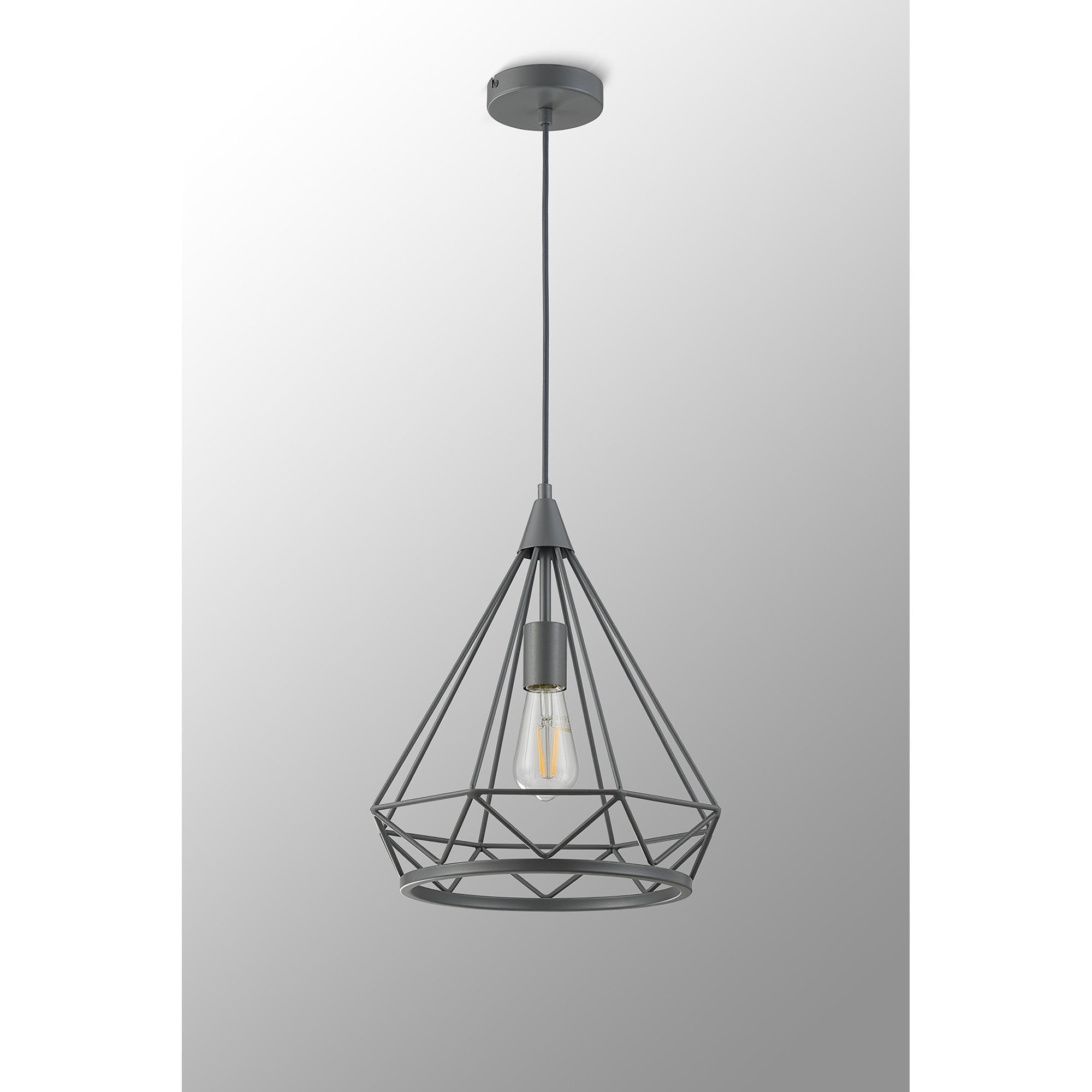 Fabula Beverley Large Diamond Pendant - Matt Grey