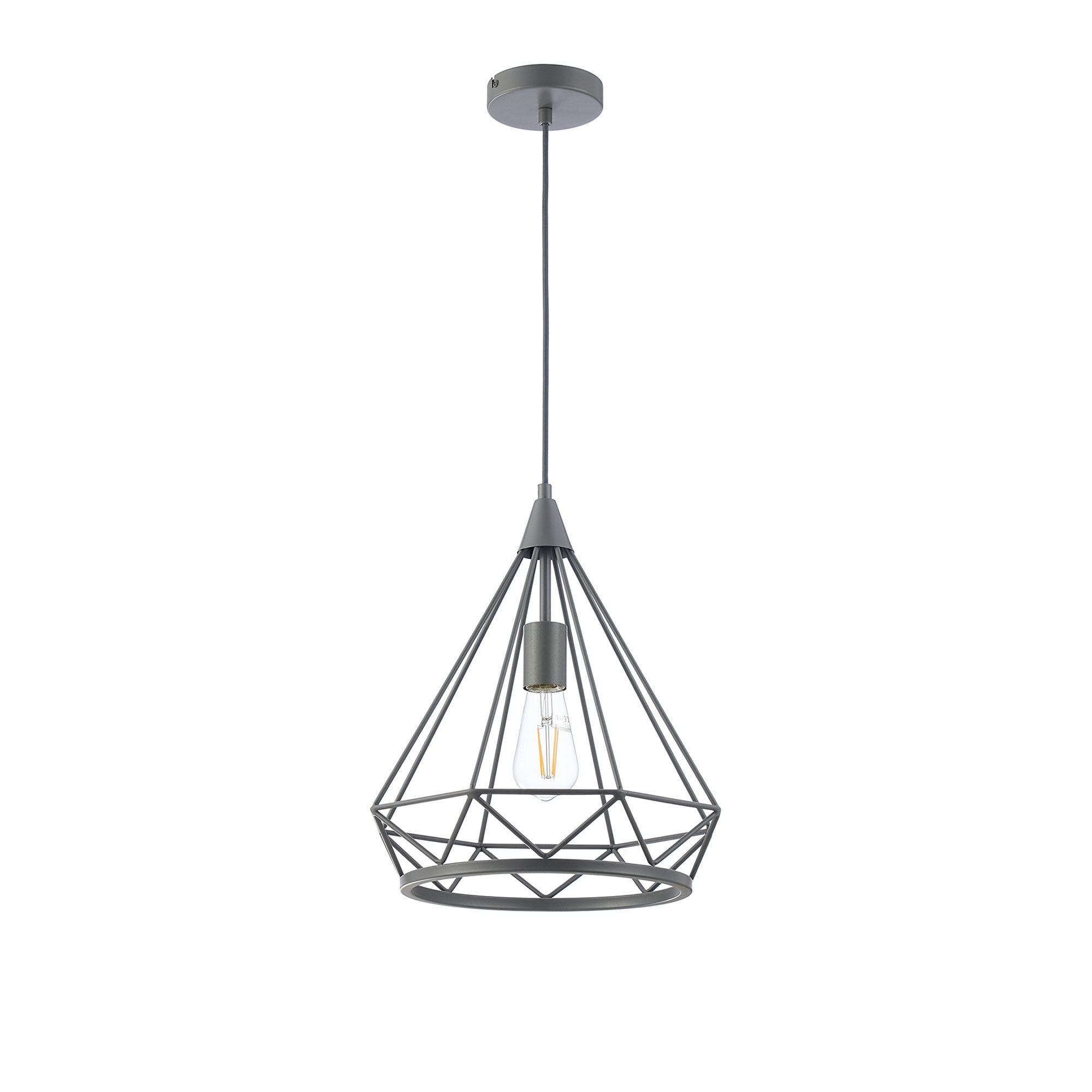 Fabula Beverley Large Diamond Pendant - Matt Grey