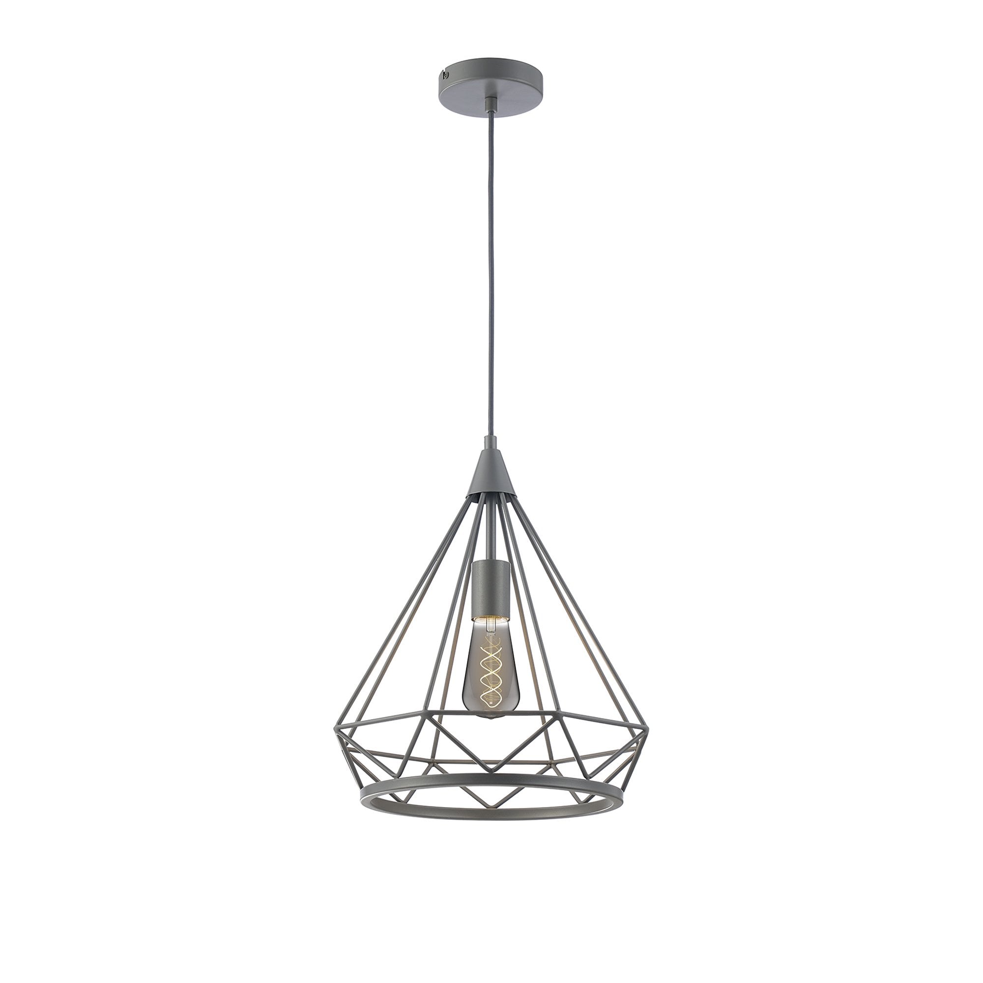 Fabula Beverley Large Diamond Pendant - Matt Grey