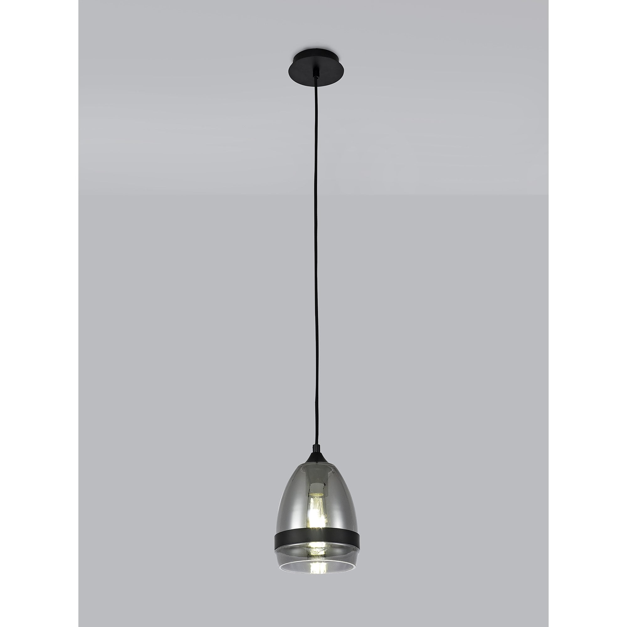 Fabula Boleyn 15cm Cone Pendant - Matt Black & Smoke Plated