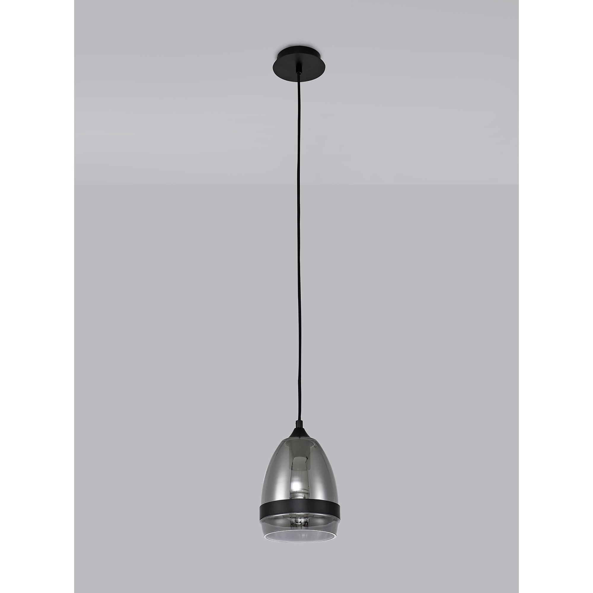 Fabula Boleyn 15cm Cone Pendant - Matt Black & Smoke Plated