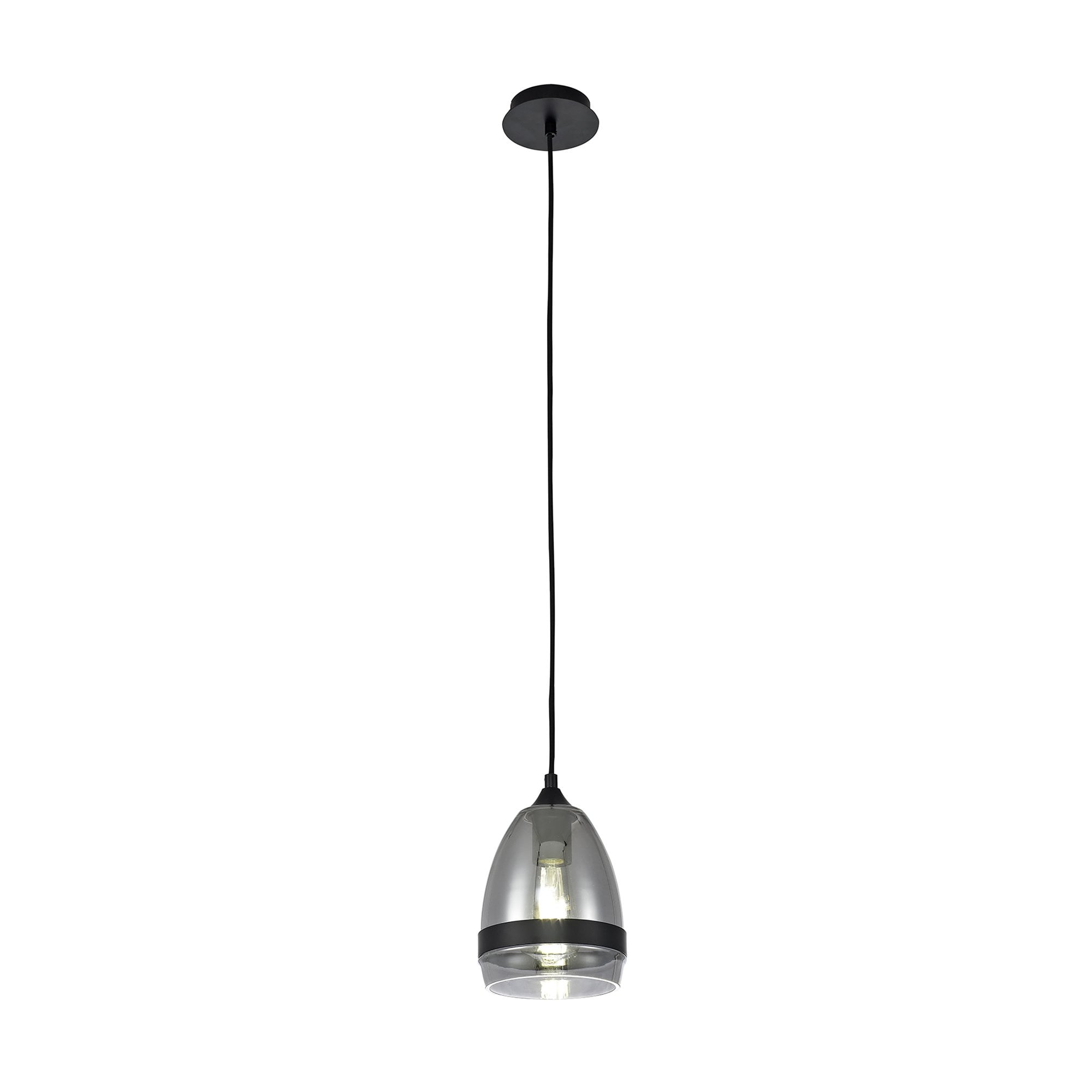 Fabula Boleyn 15cm Cone Pendant - Matt Black & Smoke Plated