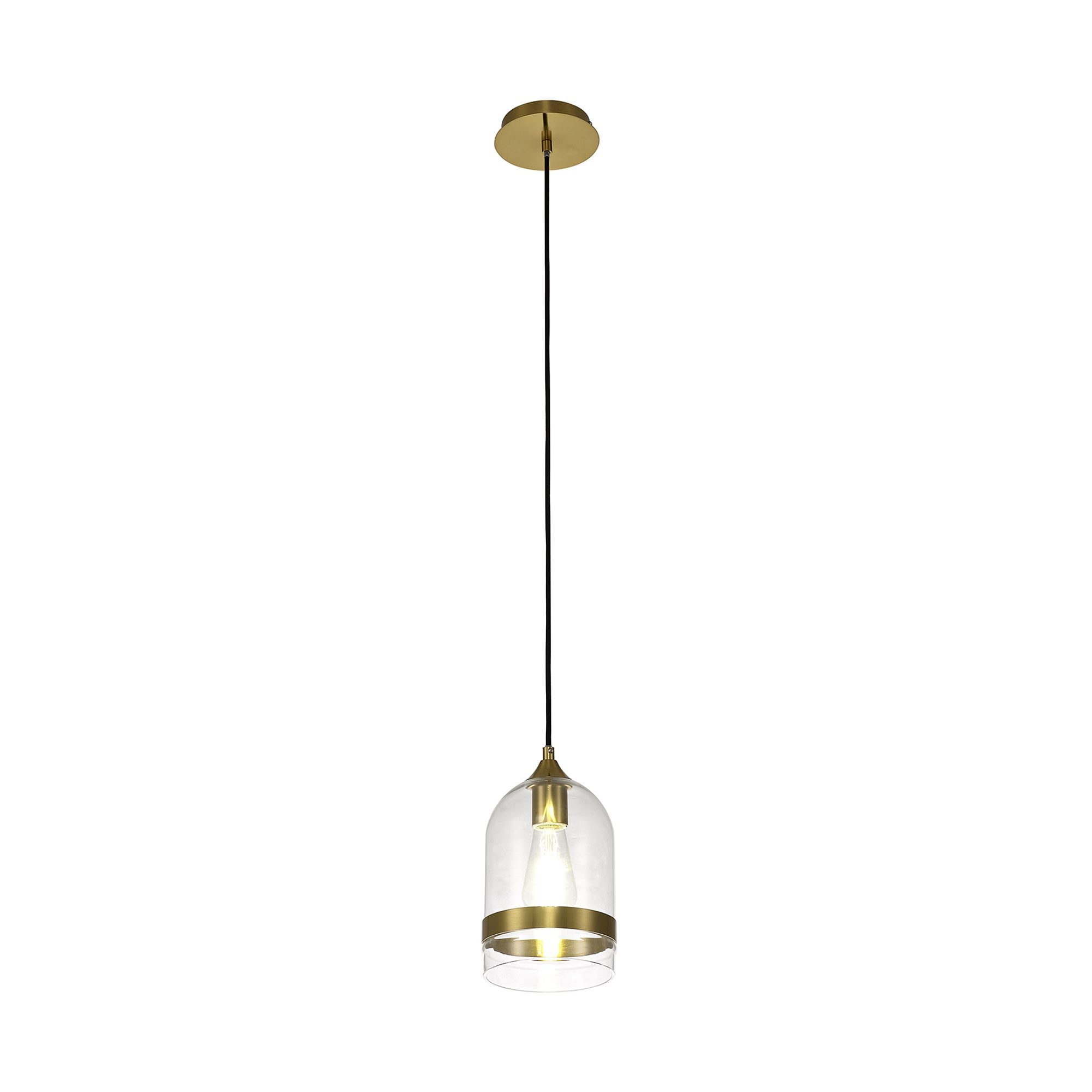 Fabula Boleyn 15cm Dome Pendant - Aged Brass & Clear