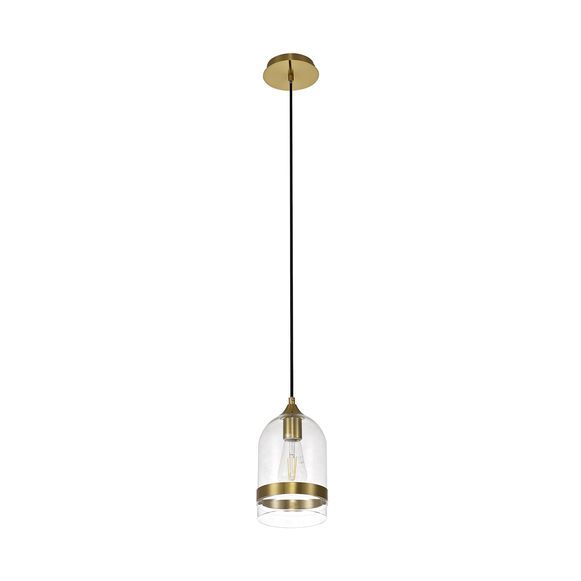 Fabula Boleyn 15cm Dome Pendant - Aged Brass & Clear